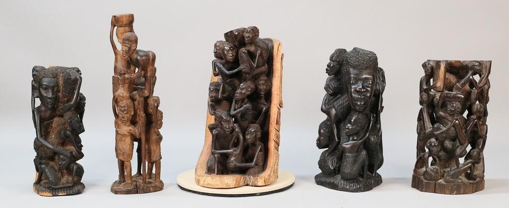 5 AFRICAN MAKONDE STYLE FIGURAL