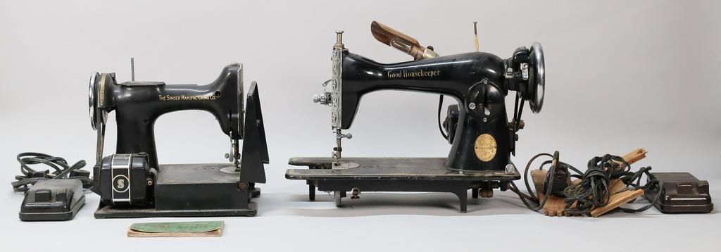 SINGER 221-1 AND DE LUXE SEWING MACHINESTwo