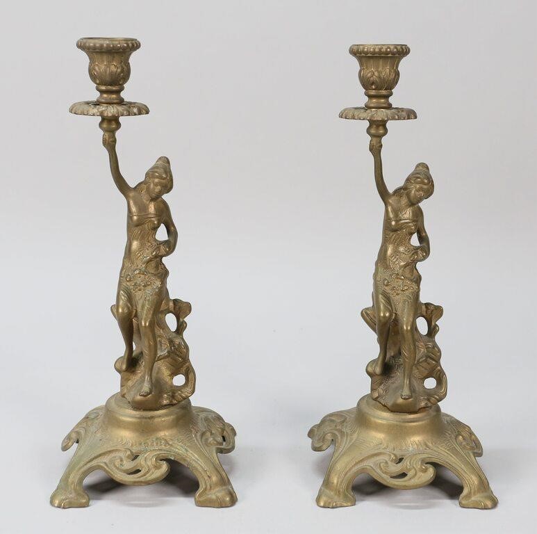 PAIR OF ART NOUVEAU FIGURAL BRASS 2b7864