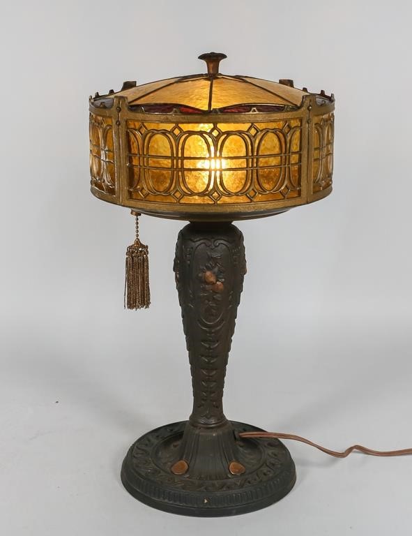 ART DECO TABLE LAMP WITH STAINED 2b7866