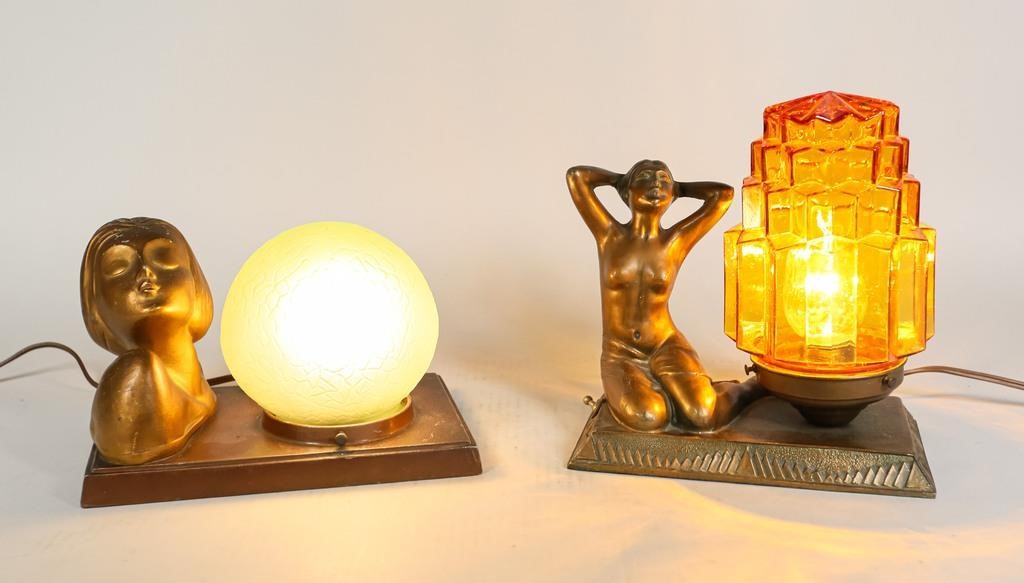 2 FIGURAL ART DECO TABLE LAMPS2 2b78ac