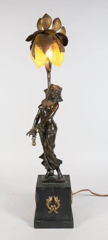 EGYPTIAN REVIVAL BRONZE NUDE LAMP20th 2b78c1