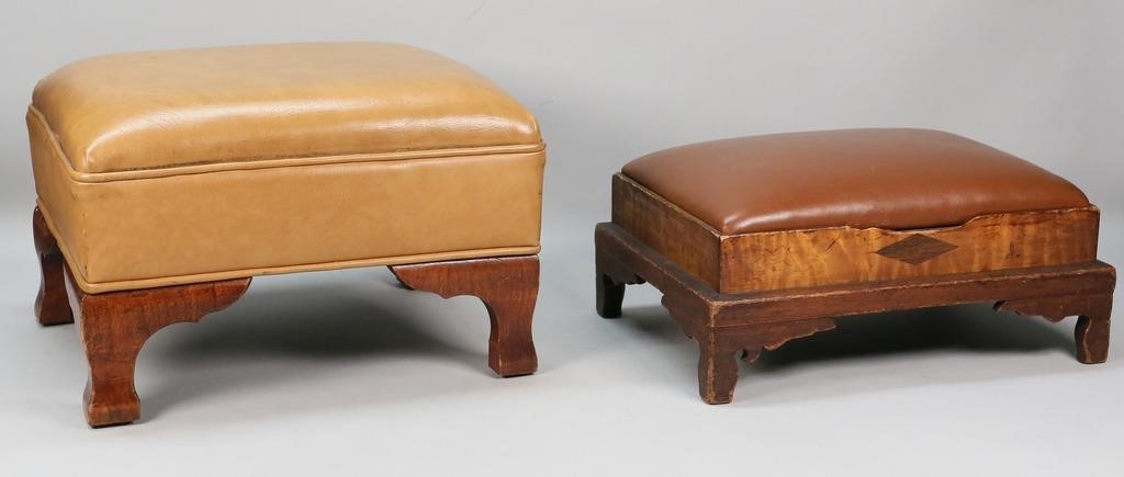 2 LEATHER UPHOLSTERED FOOT STOOLS2 2b78e1
