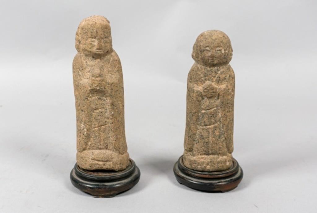 2 KOREAN STONE ARHAT STATUESKorean 2b7961