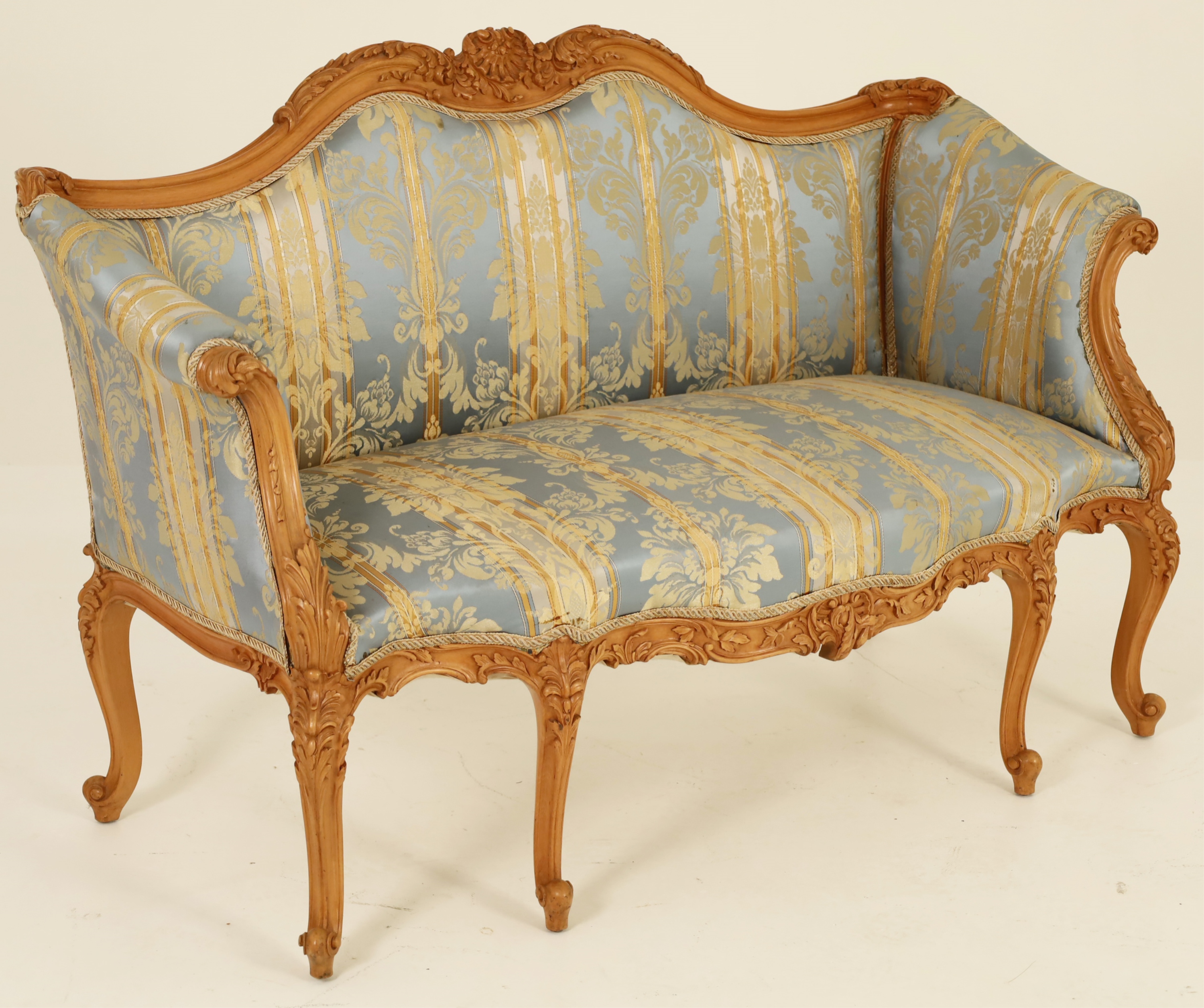 LOUIS XV STYLE PICKLED WALNUT SETTEE 2b79d2