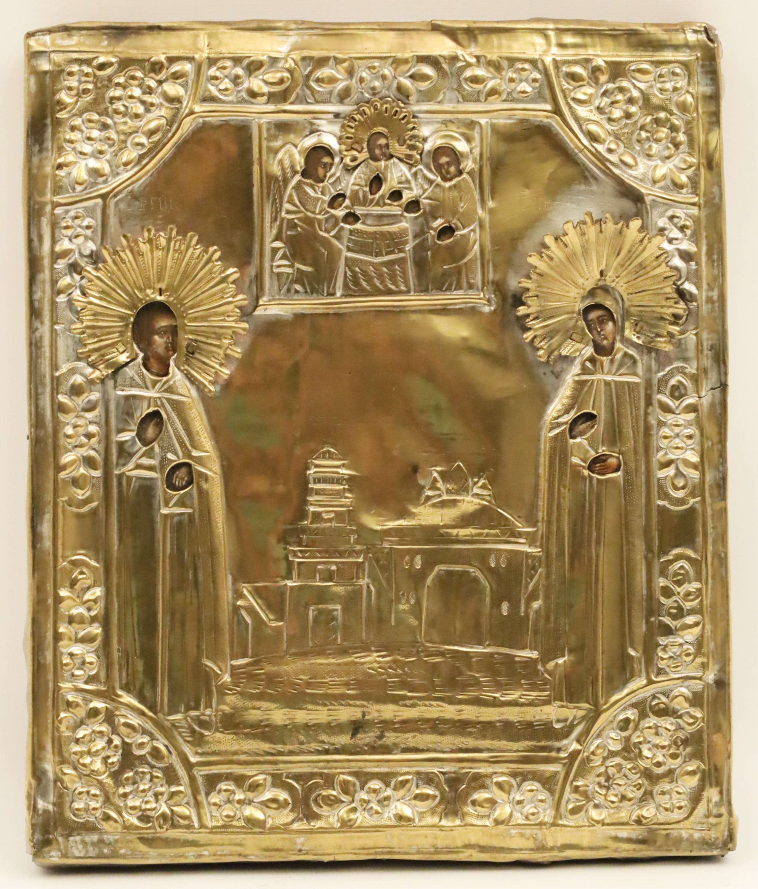 RUSSIAN ICON, SAINT THEODORE AND VIRGIN