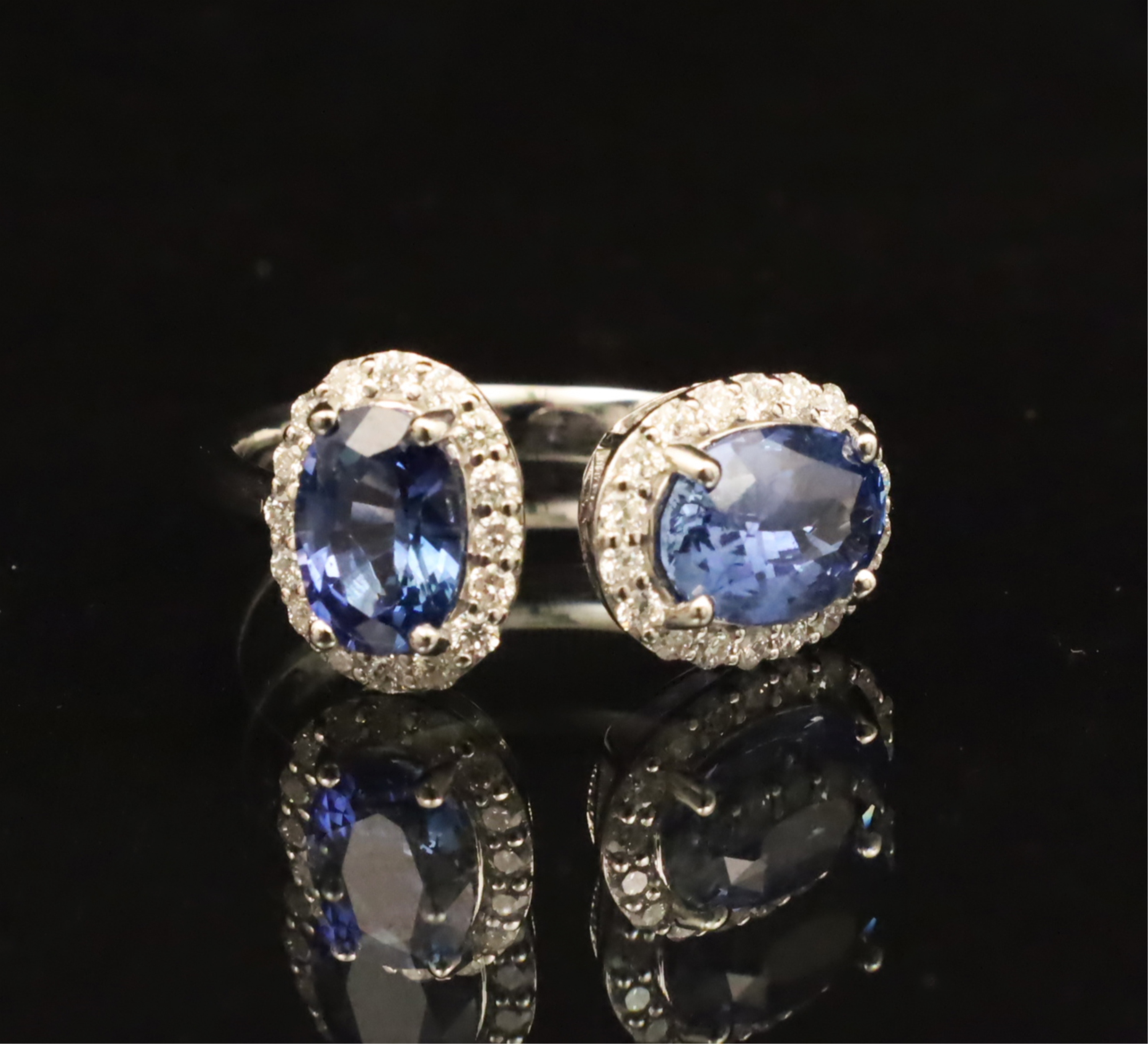 18K LADY'S TWO STONE SAPPHIRE RING