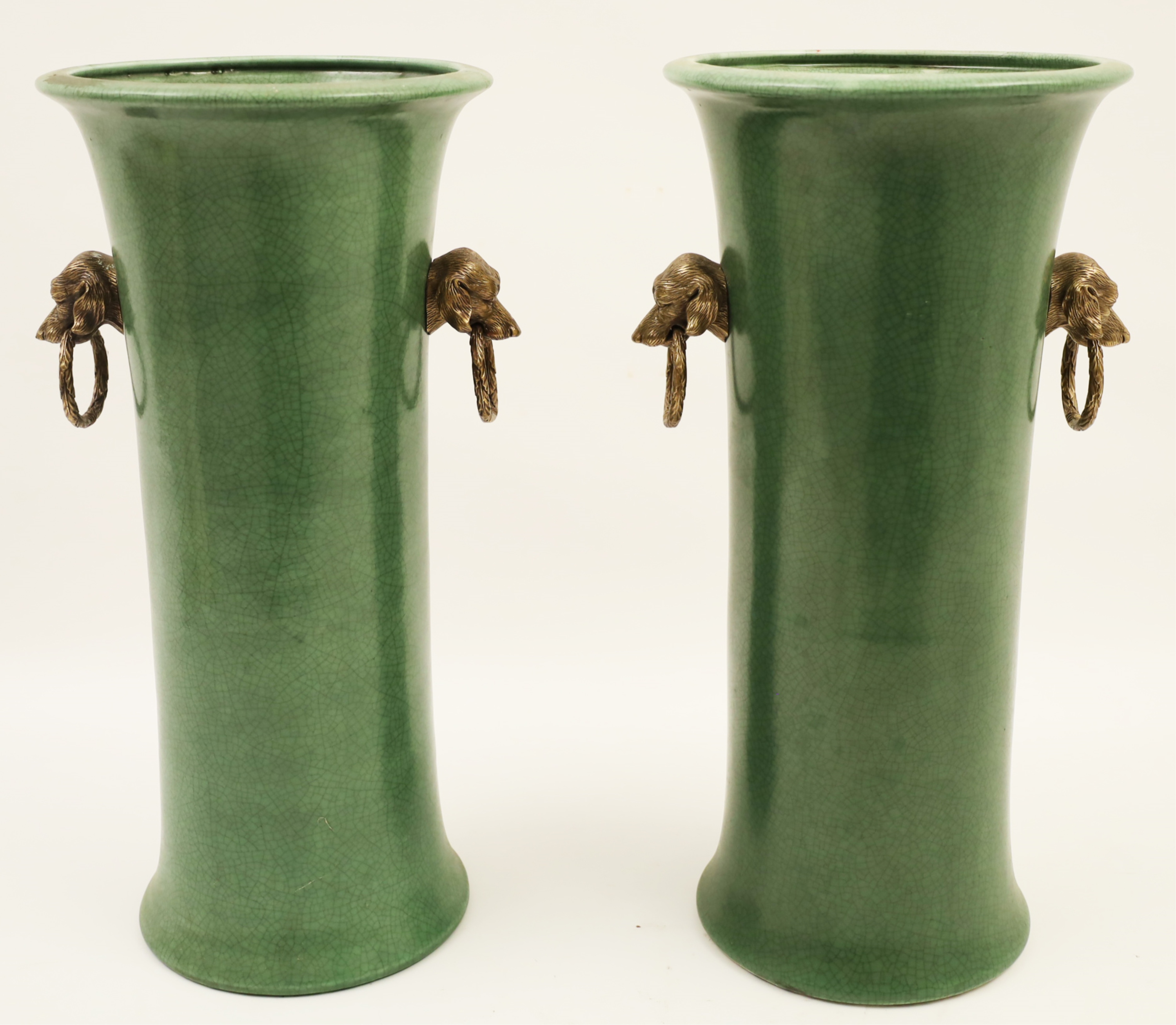 PAIR OF MING STYLE CELADON CERAMIC