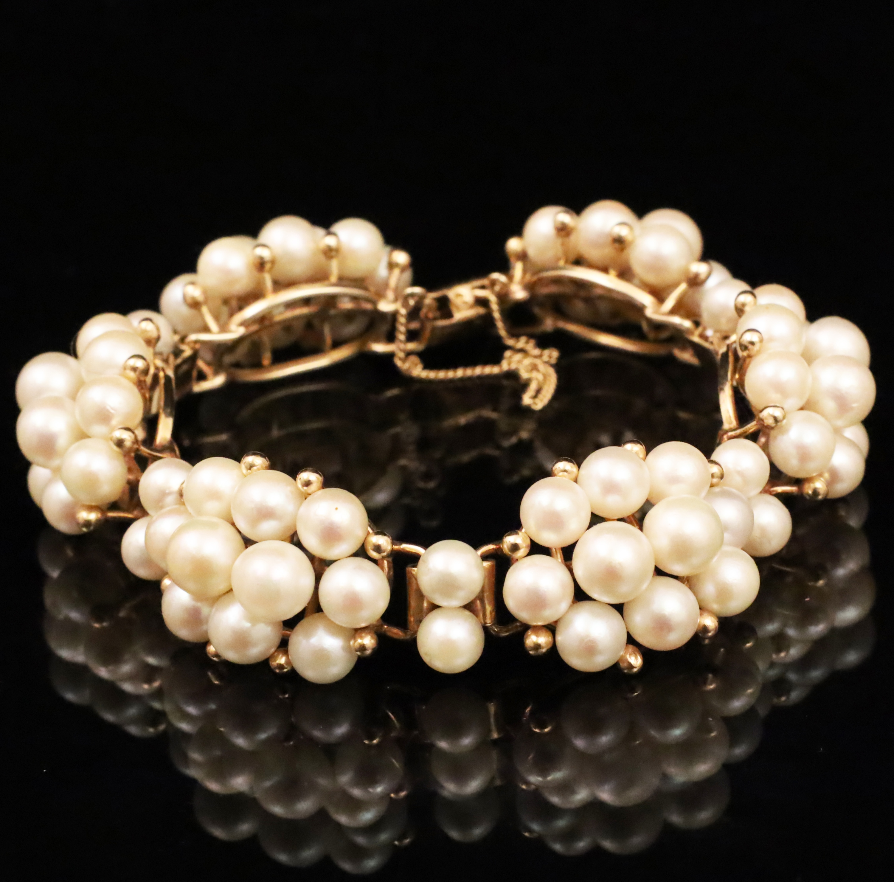 14K YELLOW GOLD CLUSTERED PEARL 2b7b26