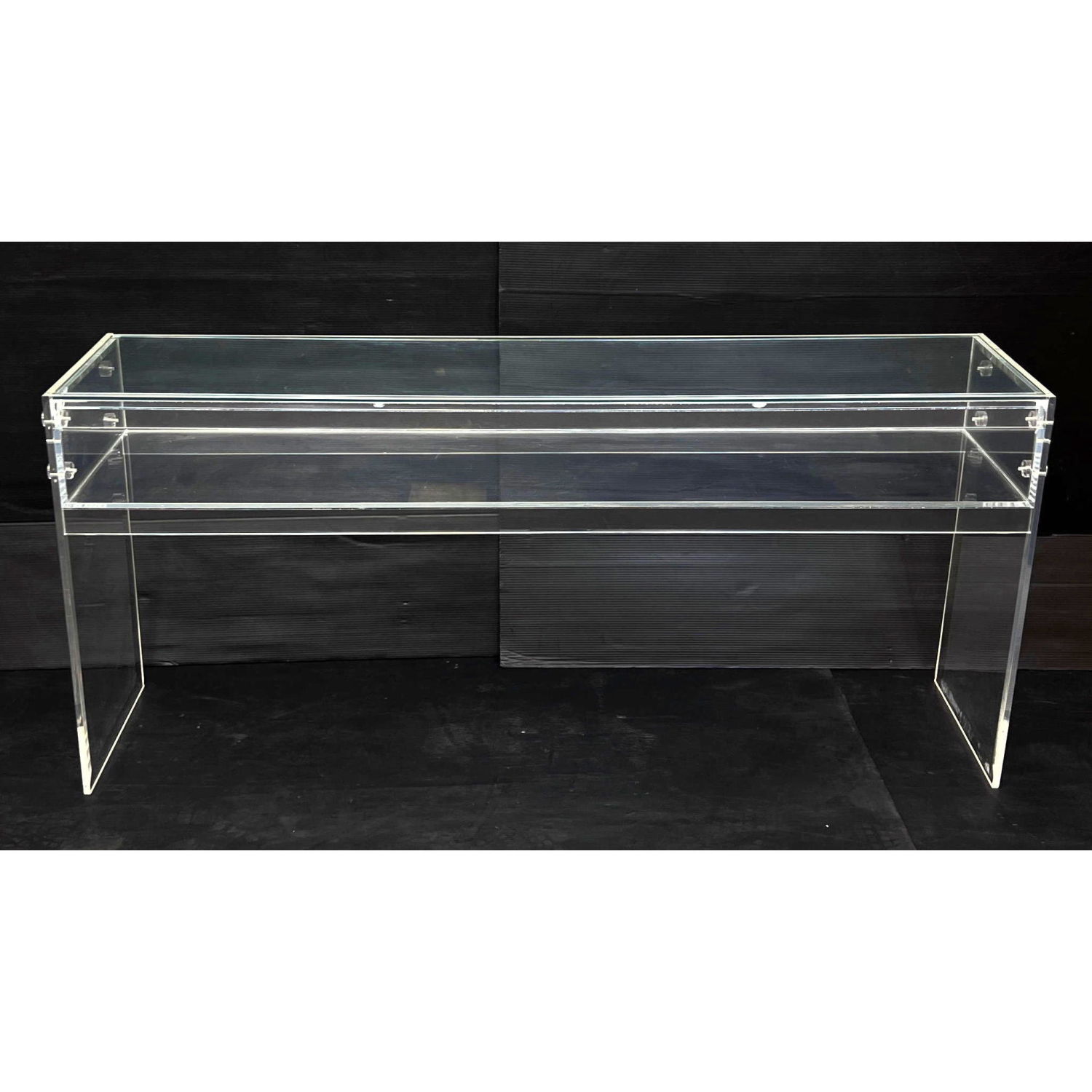 Lucite Curio Console table with 2b8cb2