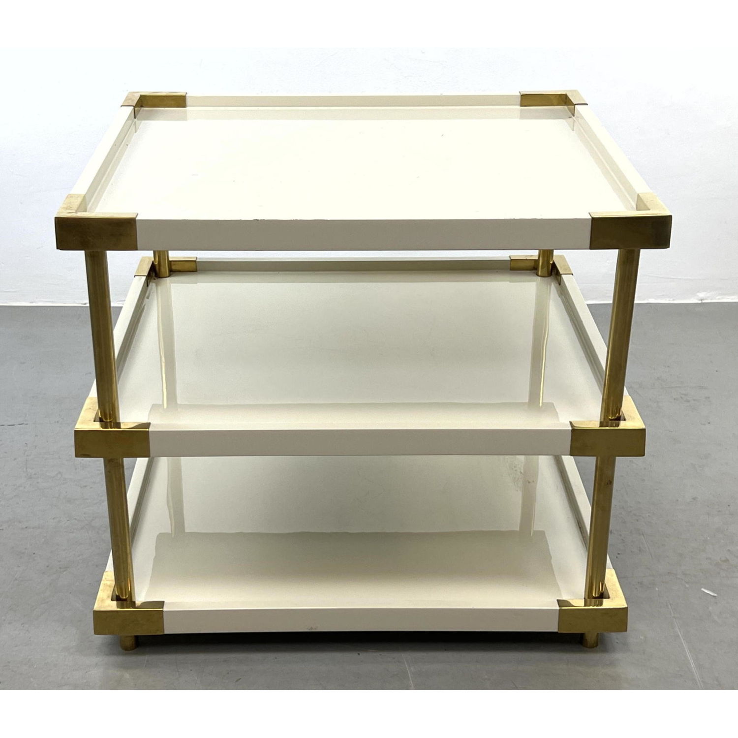 BERNHARDT White Lacquer Side End Table.