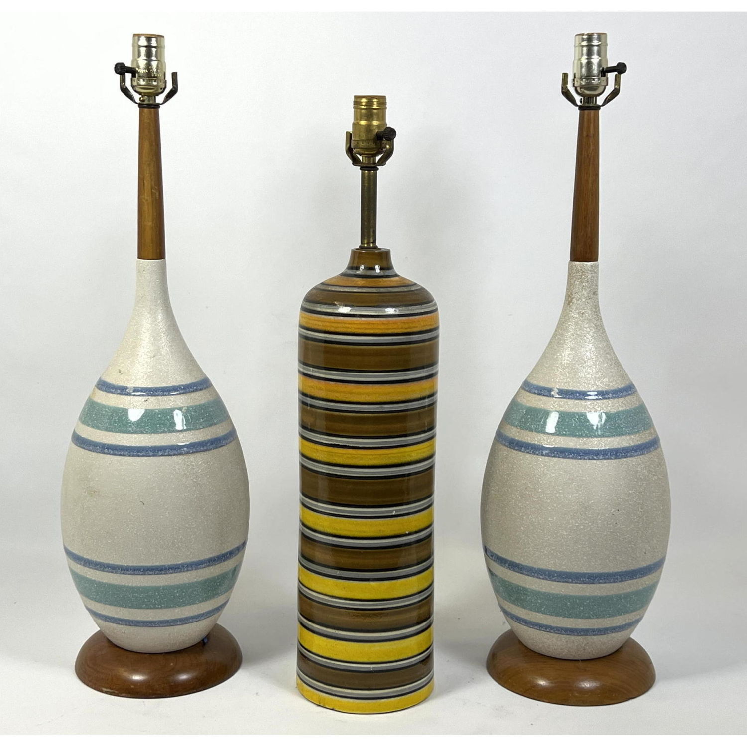 3pc Glazed Pottery Modern Table Lamps.