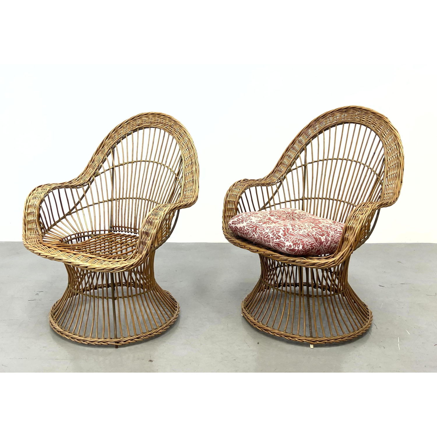 Pair Woven Wicker Rattan Lounge 2b8e2a