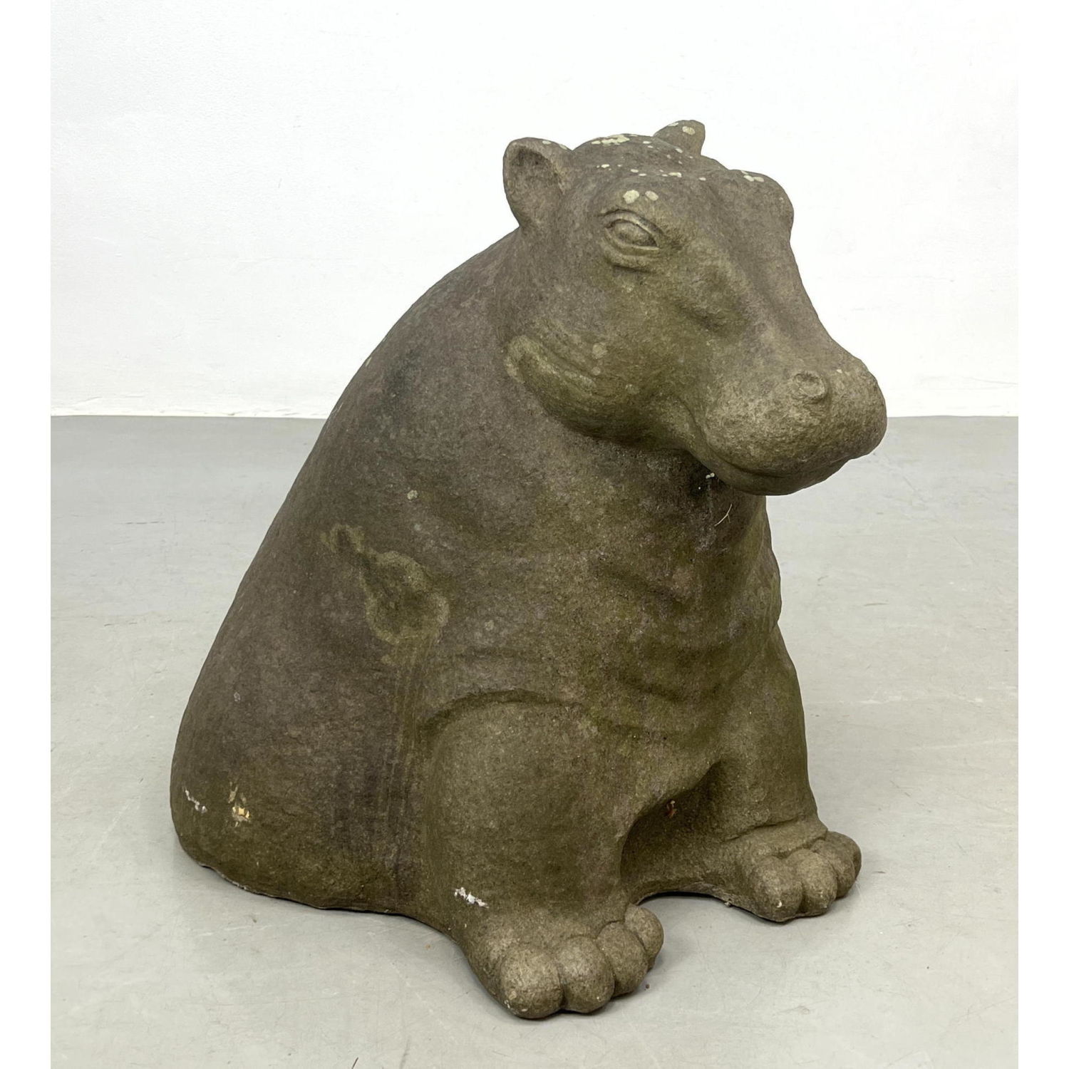 Cast Seated Hippo Figural Sculpture  2b8e7e