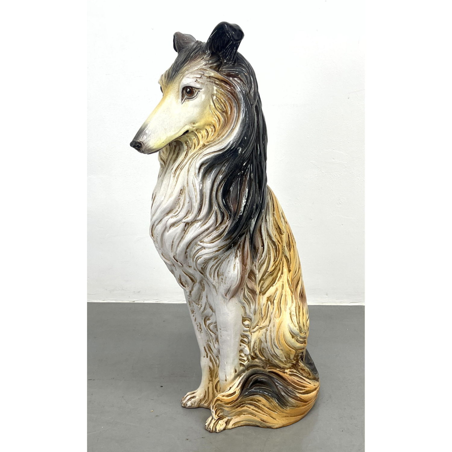 Italian ceramic figural Collie dog sculpture.