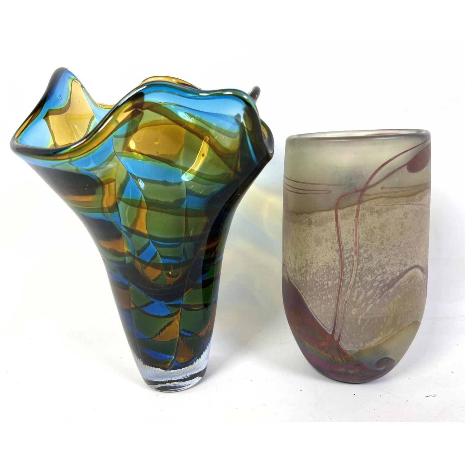 2pc American Studio Art Glass Vases  2b8f48