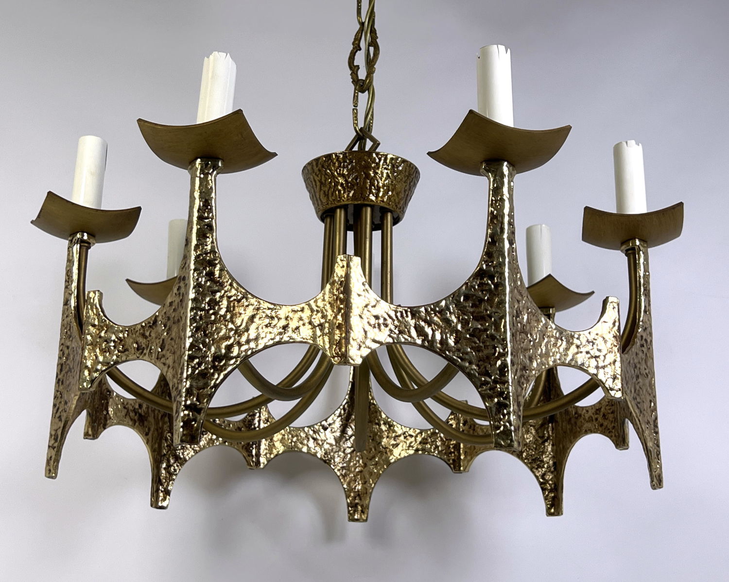 Moe Bridges Chandelier. Brutalist arms