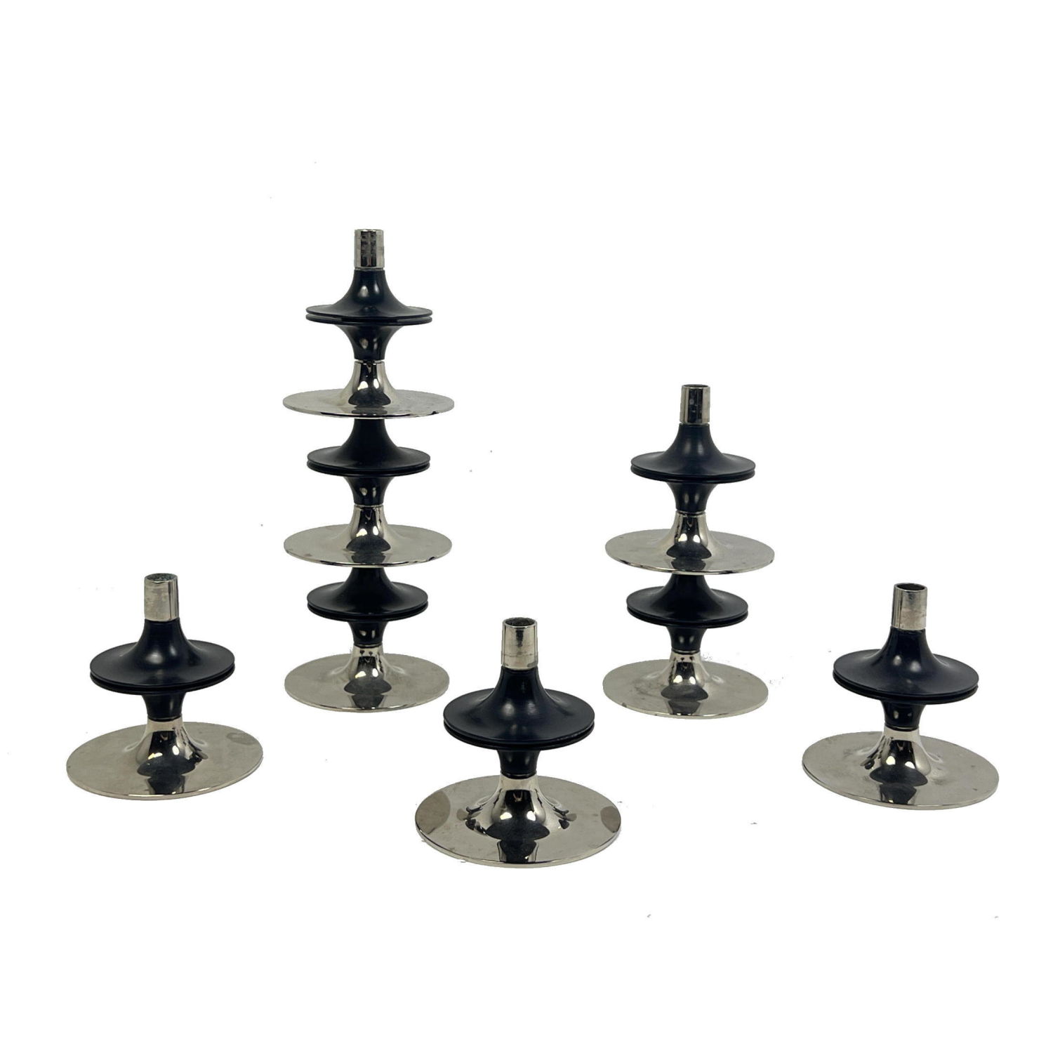 8pc NAGEL Modernist steel Candleholders.