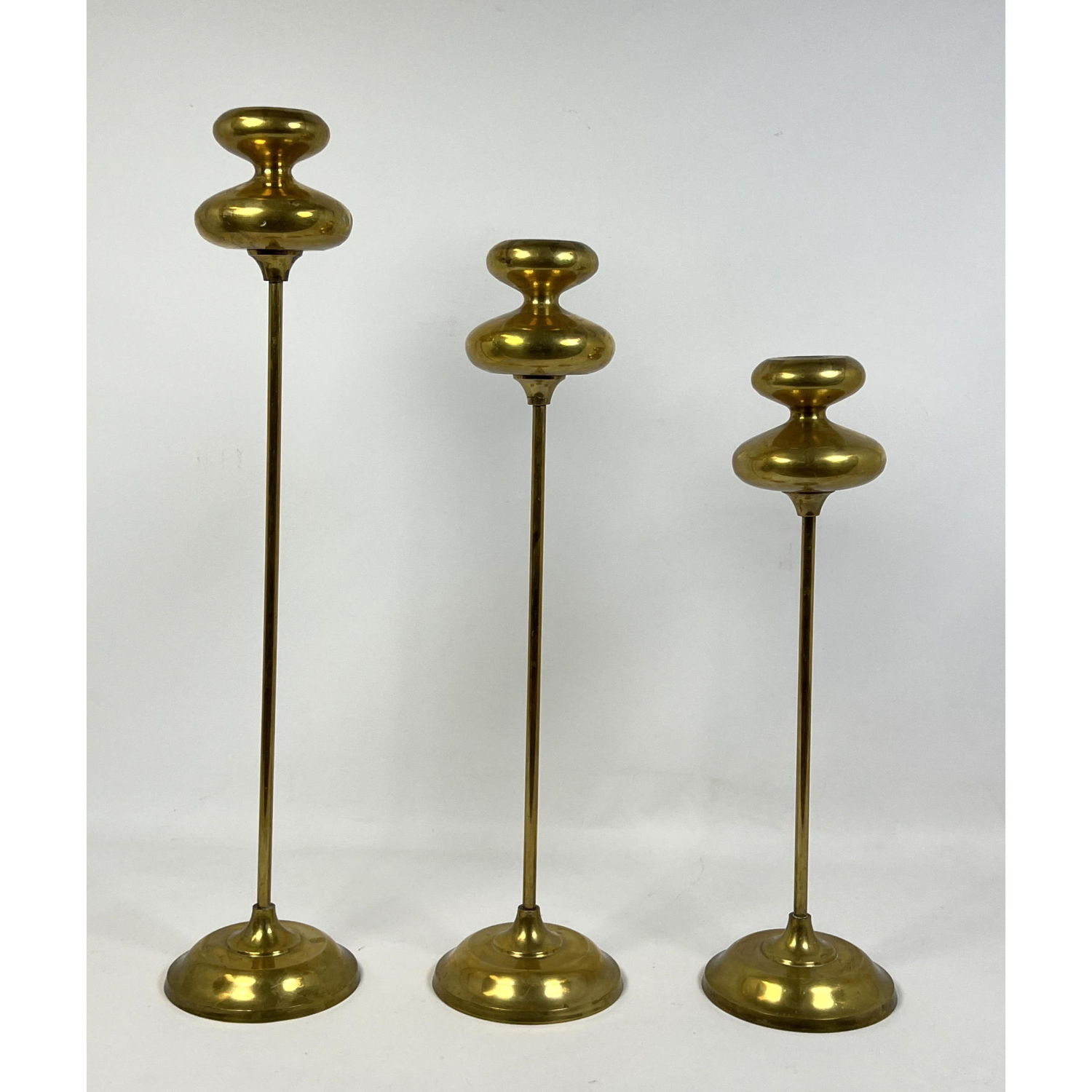 3pc Set Tall Brass Candlesticks  2b8f6a