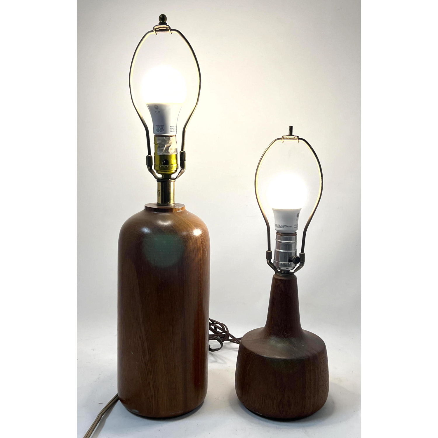 2pr Solid Teak Table Lamps 2 Forms  2b8f7b