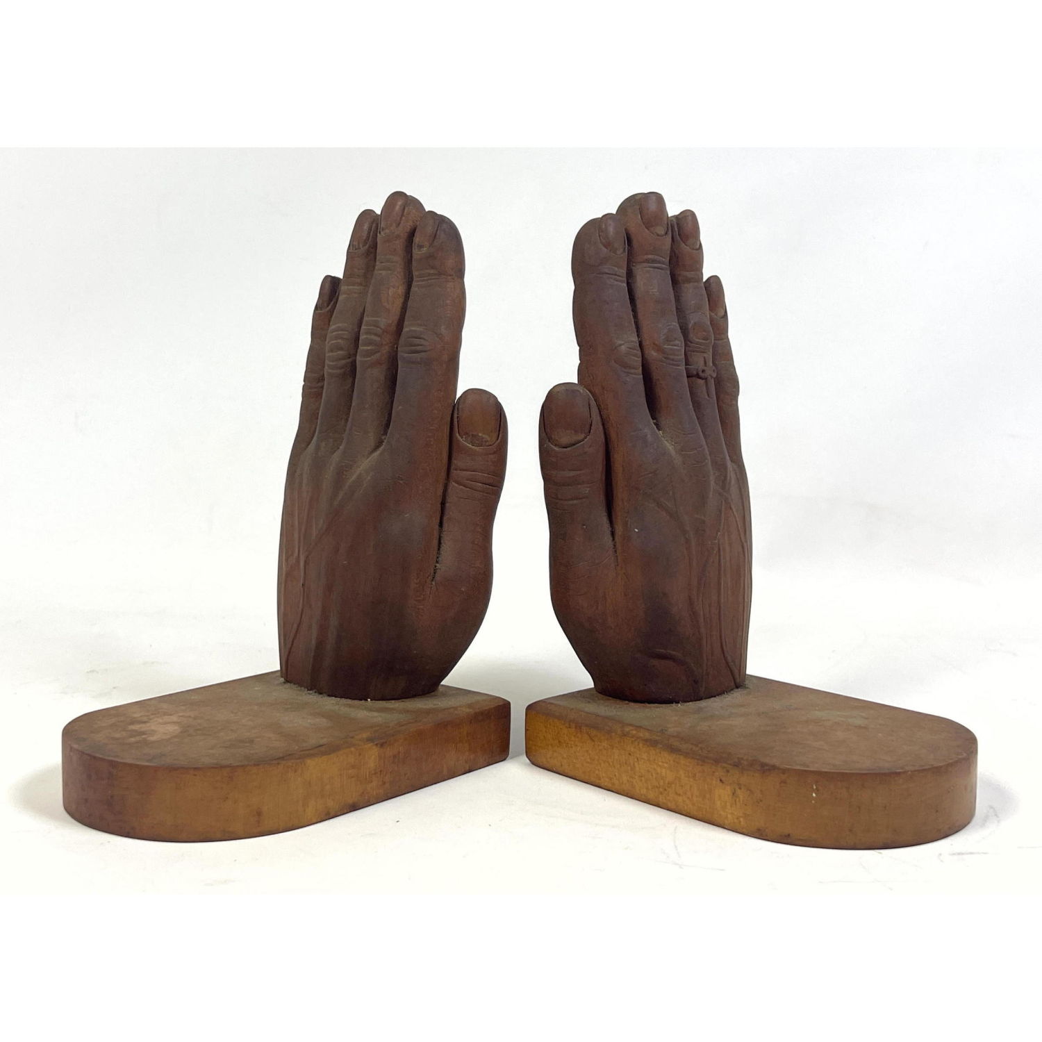 Pr Life Size Carved Wood Hand Sculpture