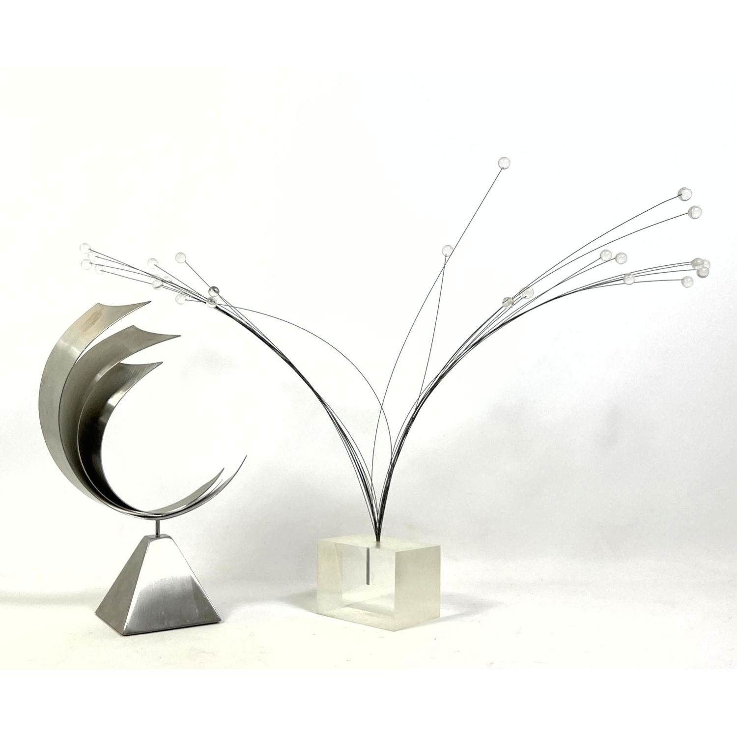 2pc Modernist Sculptures. 1) Steel