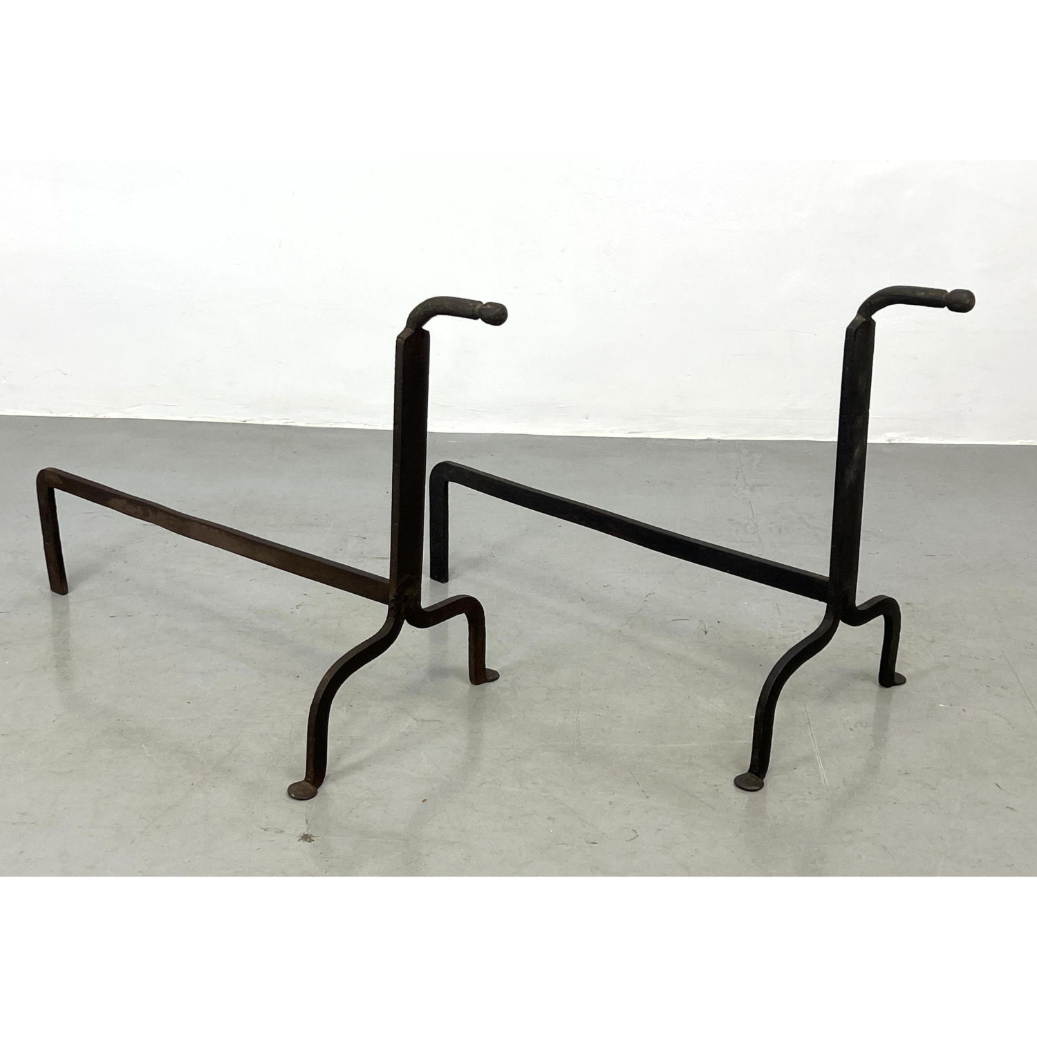 Modernist Minimalist Iron Andirons  2b902b