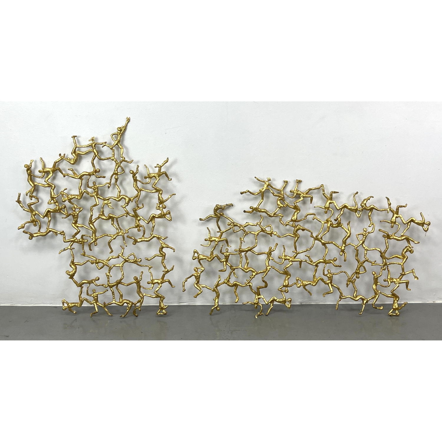 2pc Figural Gilt Metal Wall Sculptures.