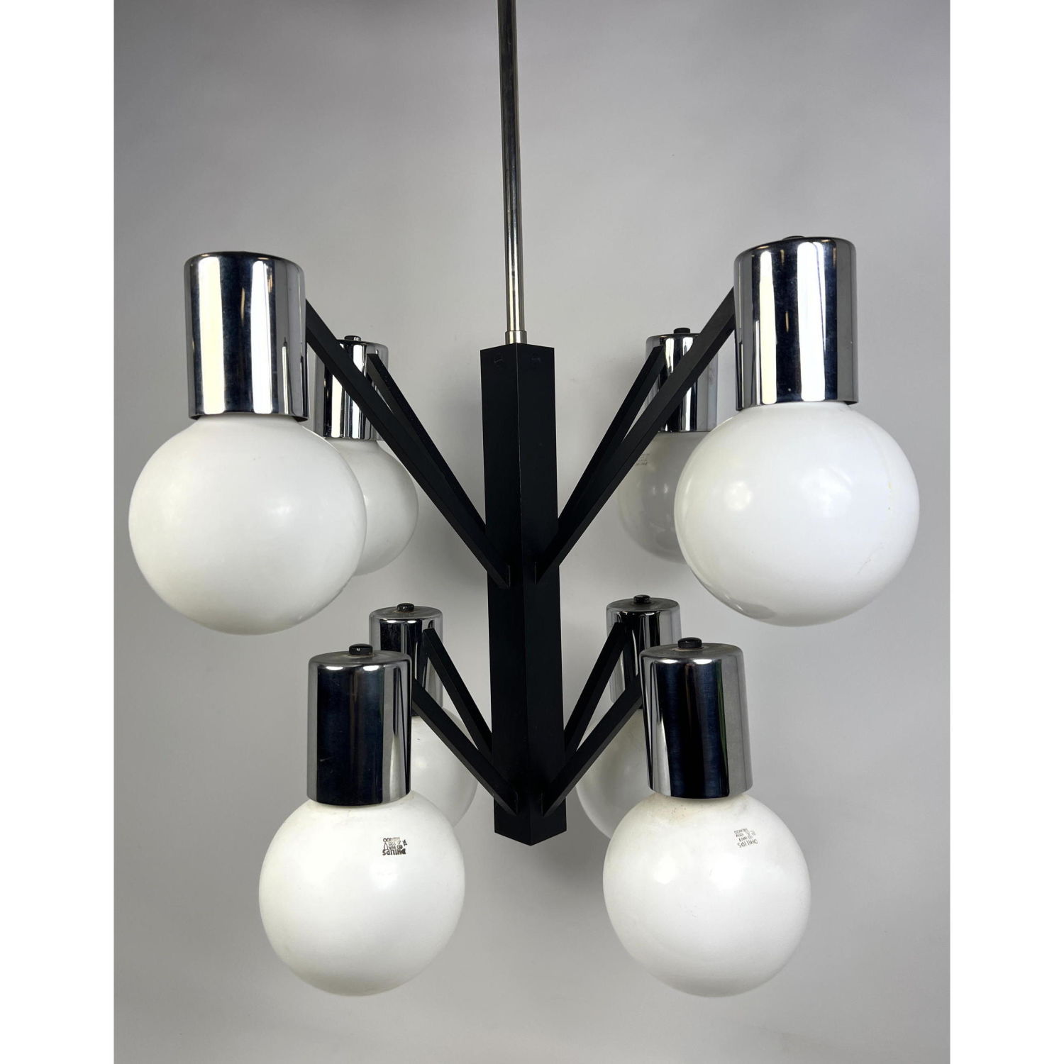 Modernist Black and Chrome Chandelier.