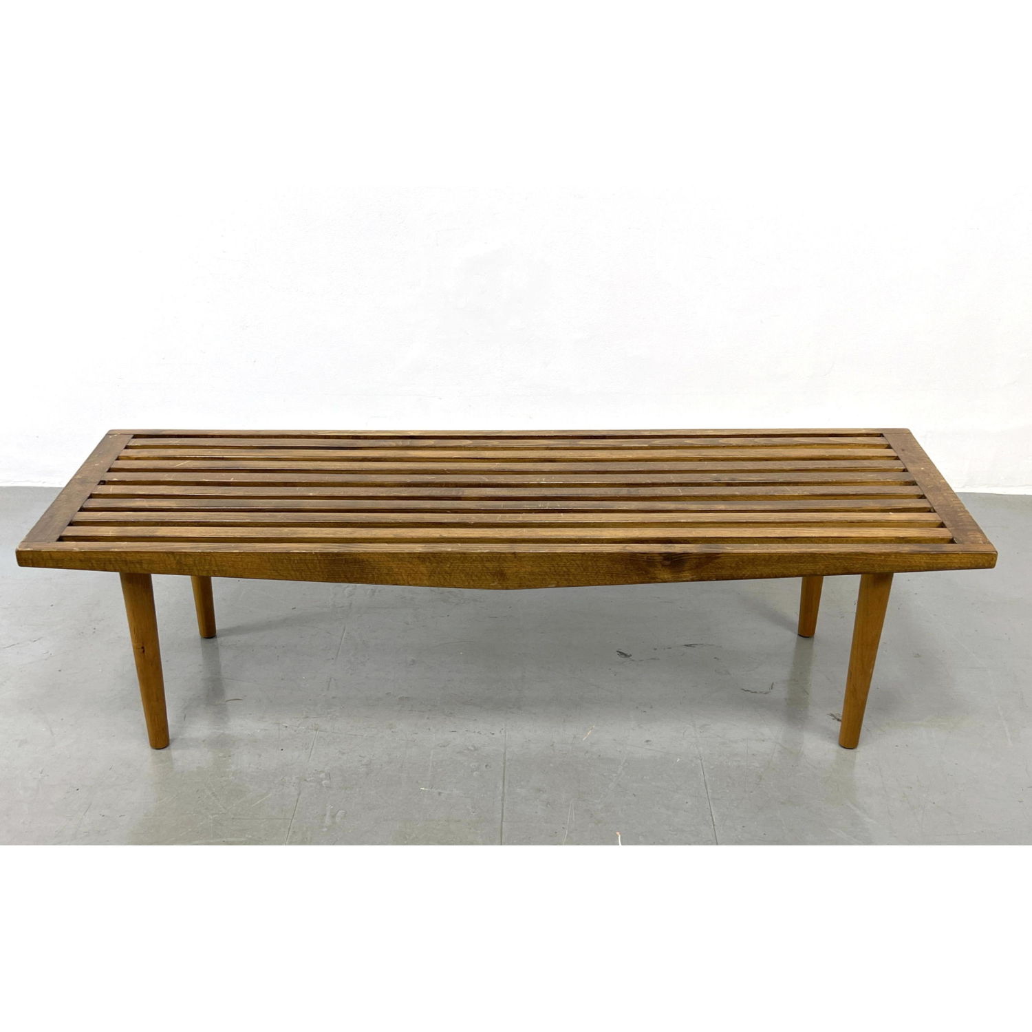 Mid Century Modern Slat Bench Table.