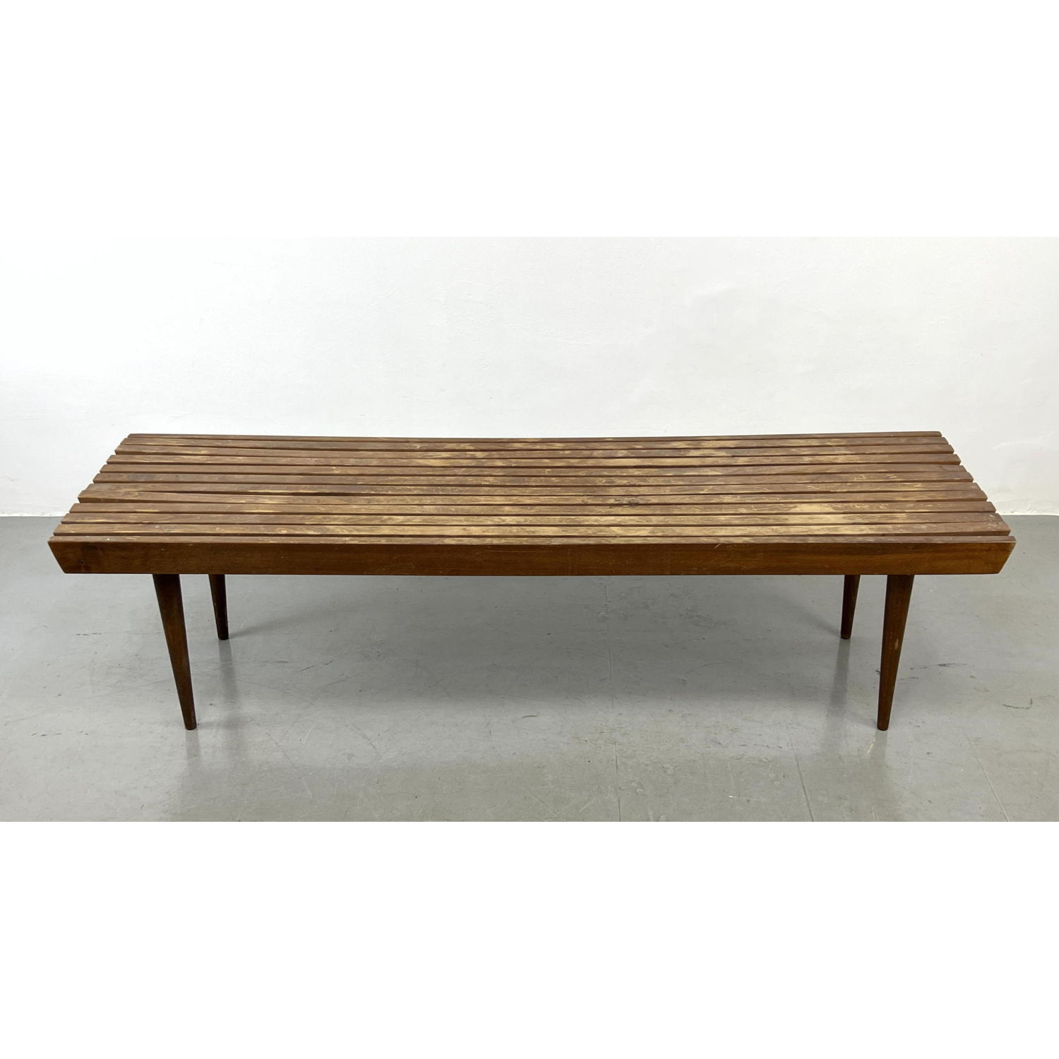Mid Century Modern Slat Bench Table.