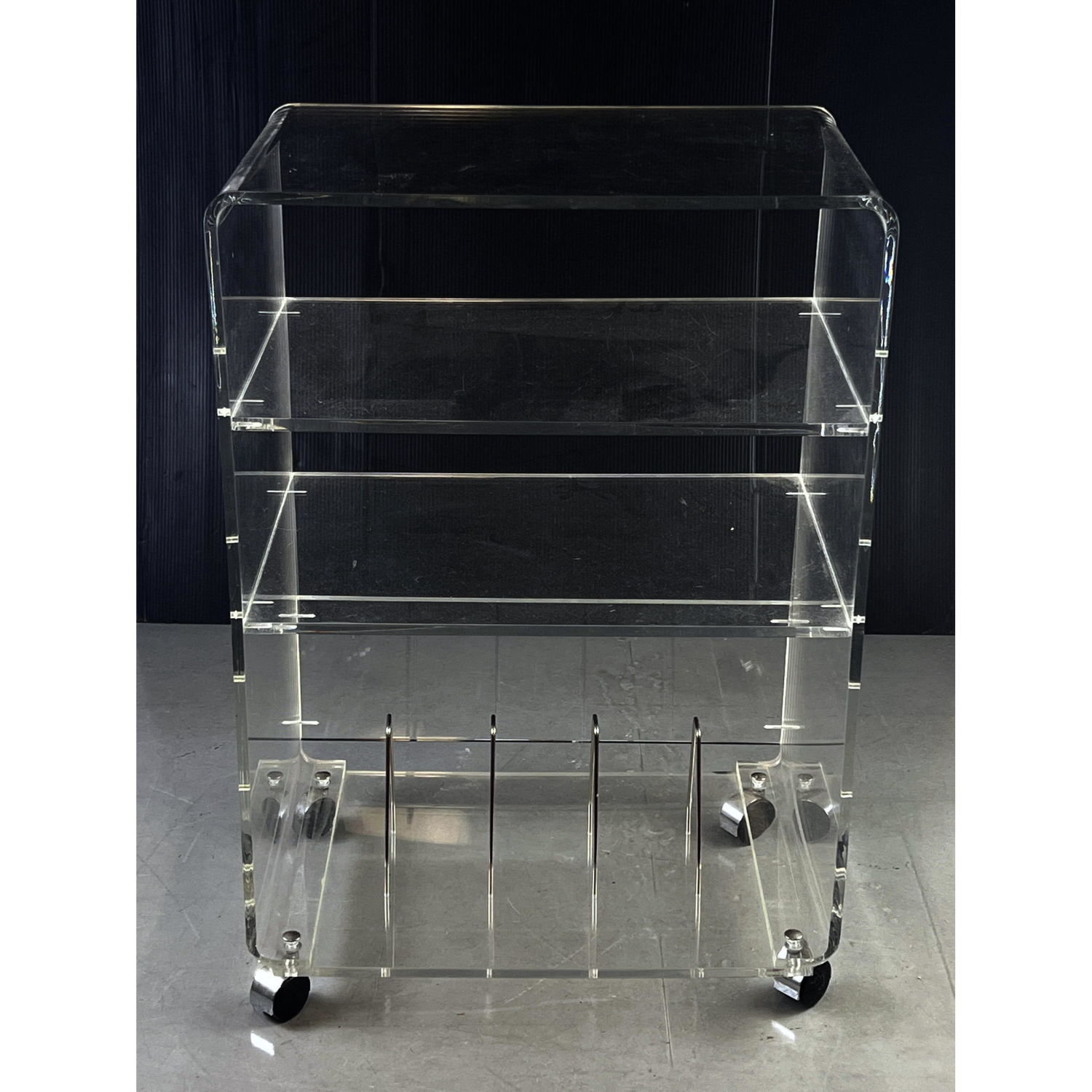 Lucite Acrylic Rolling Cart with 2b906c