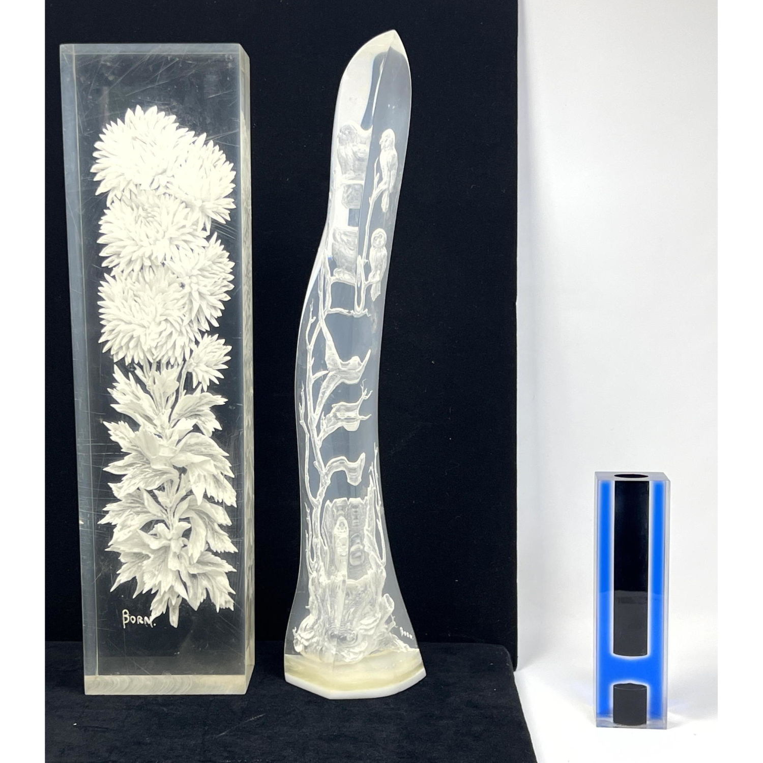 3pc Lucite Sculptures Two with 2b9081