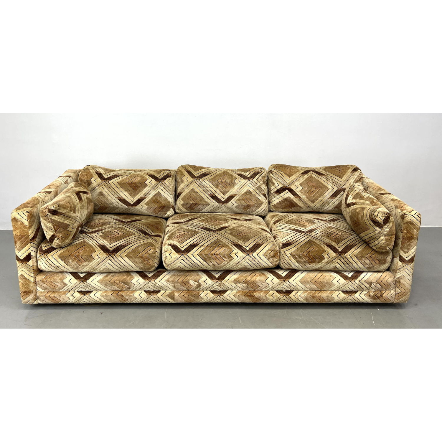 70s Modern Upholstered Sofa. Diamond