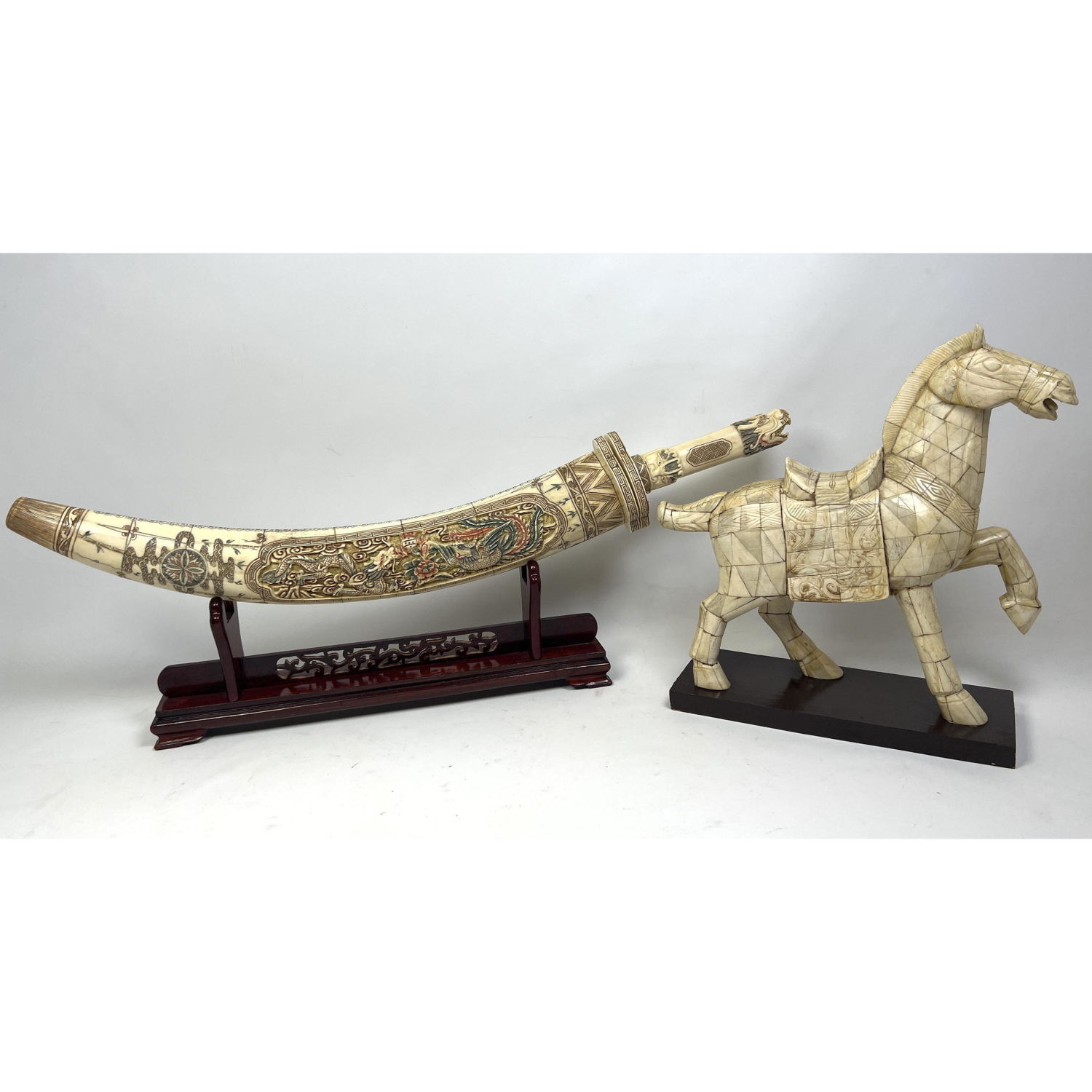 2pc Asian Items. Figural Horse