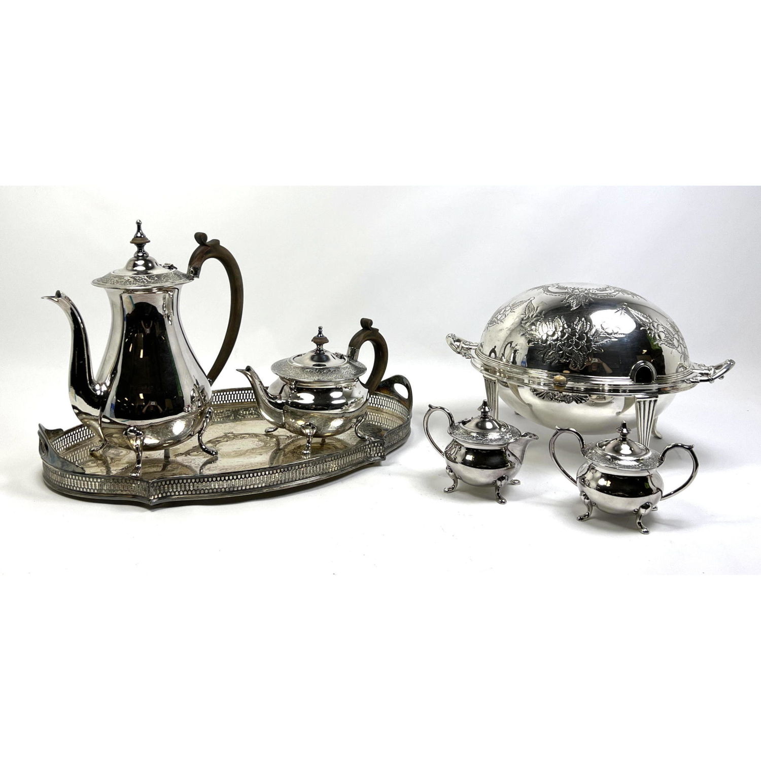 Lot Vintage Fancy Silver Plate. Tea