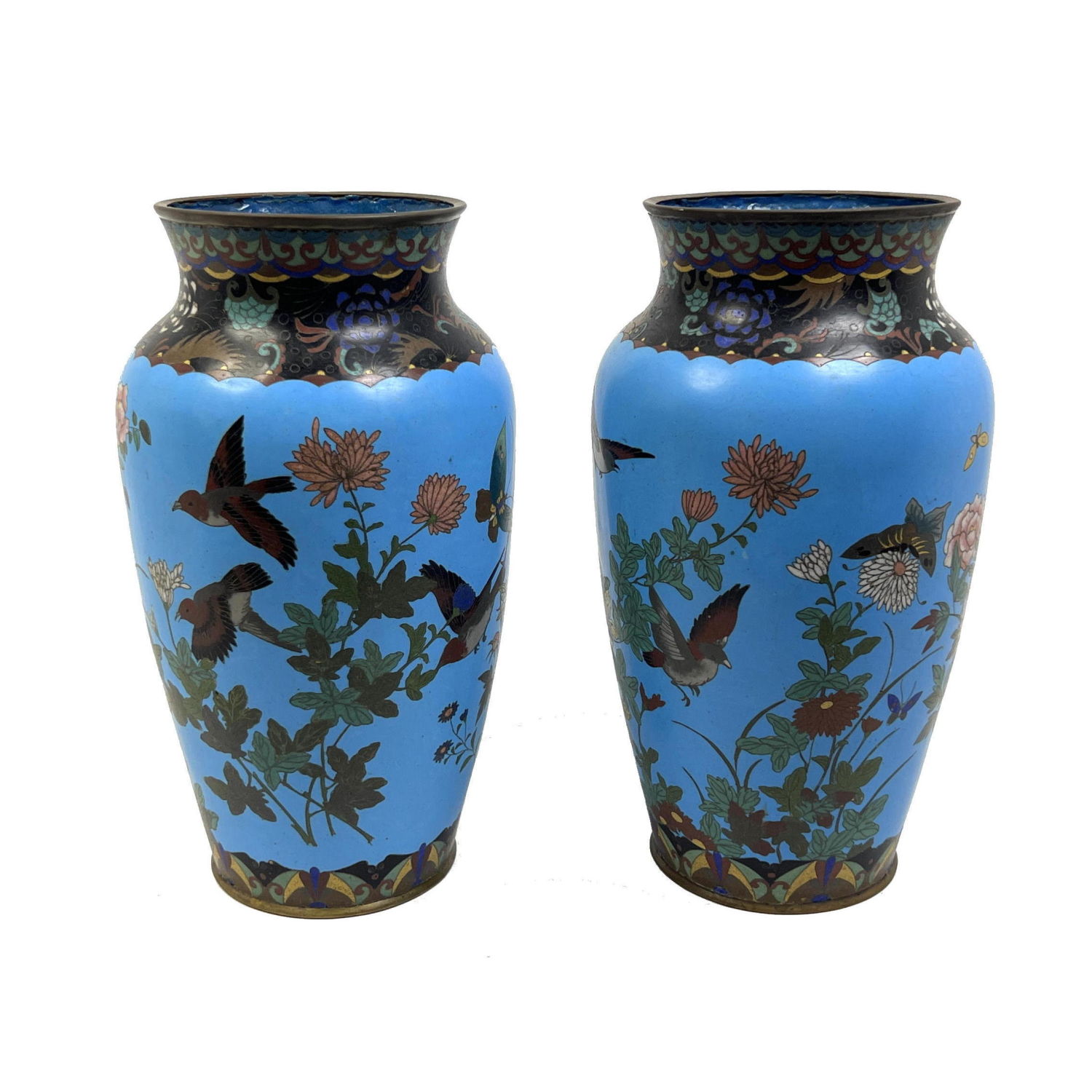 Pr Chinese Cloisonne Vases Bright 2b917e