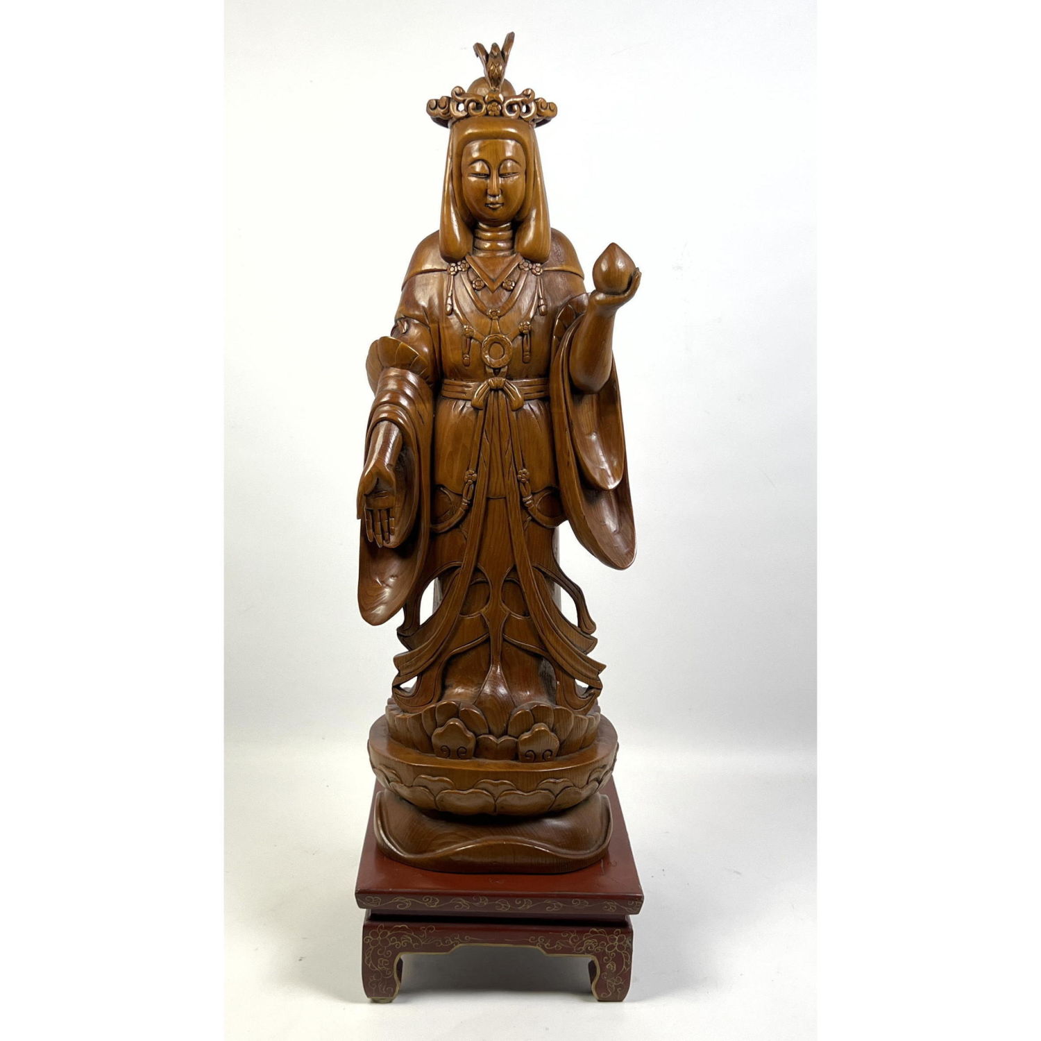 Carved Wood Asian Deity Sculpture  2b9189