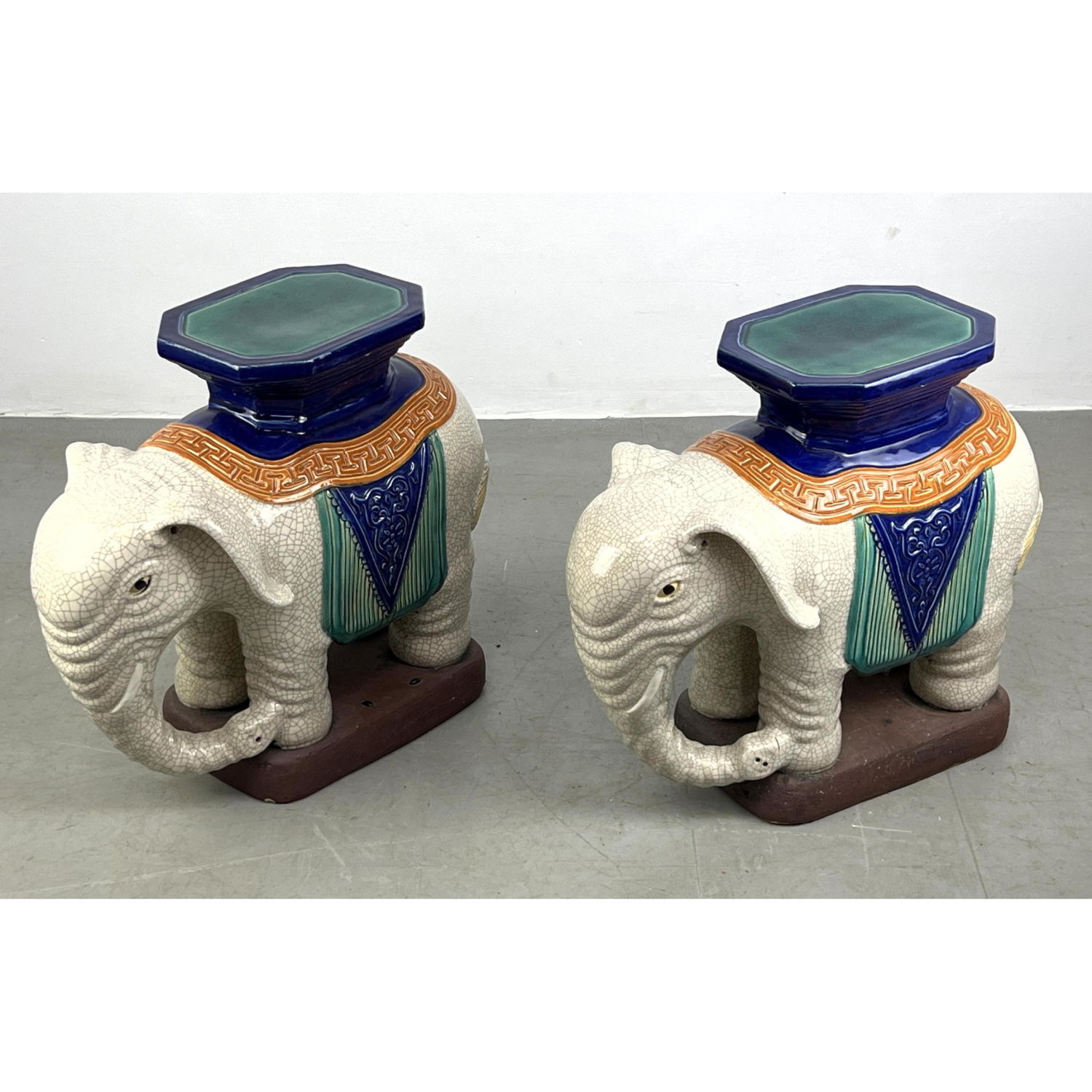 Pr Figural Elephant Pottery Display 2b91a0