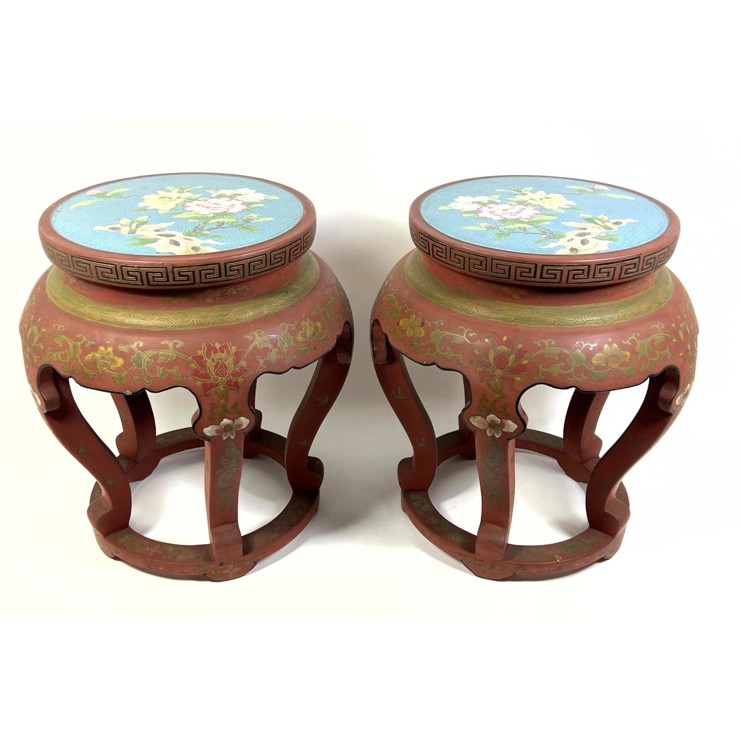 Pair Chinese Cloisonne and Lacquer 2b920f