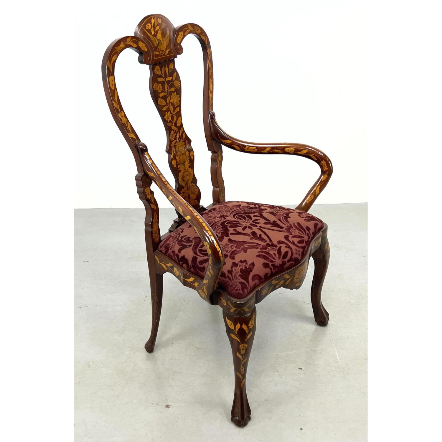 Elaborate Dutch Marquetry Arm Chair.