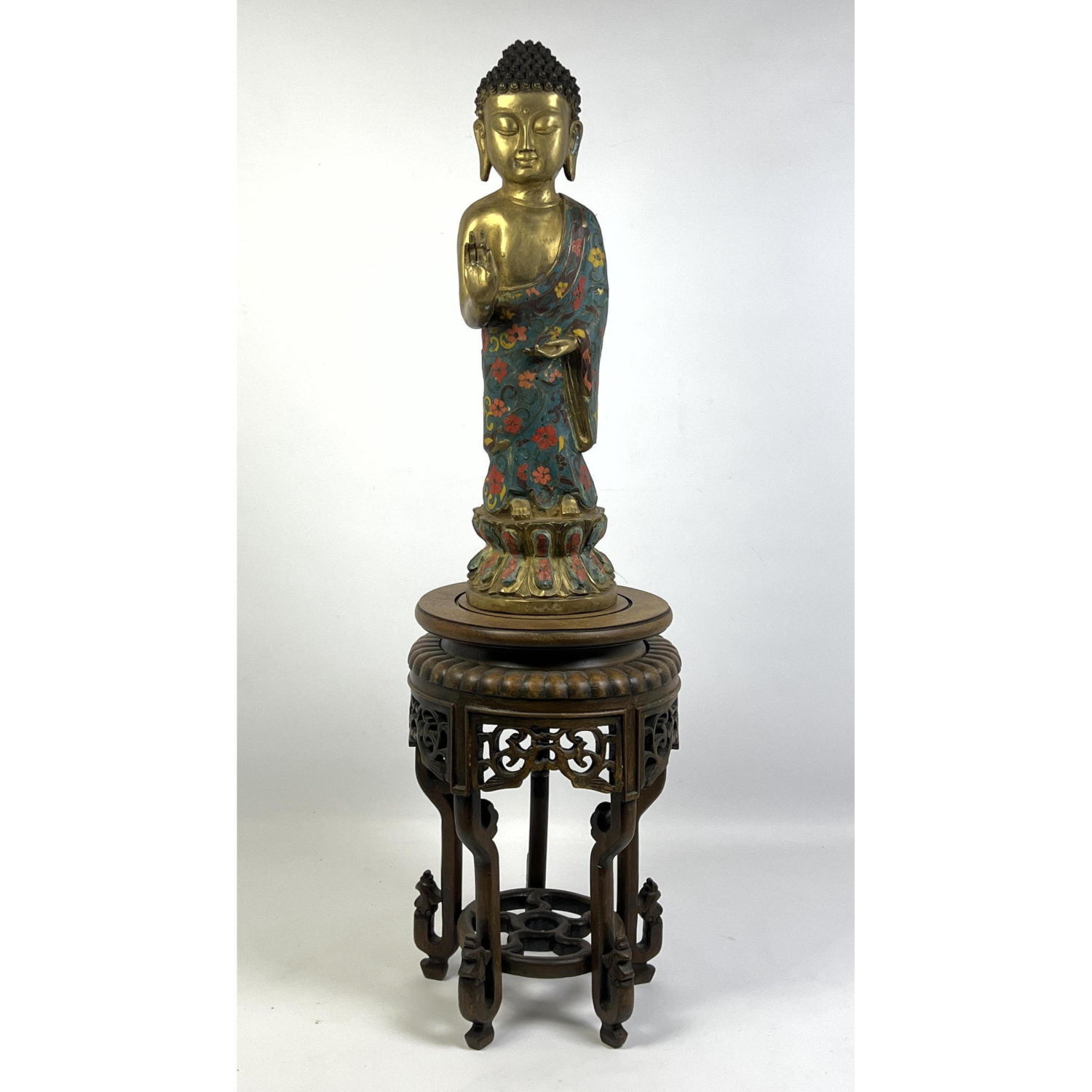 Enameled BUDDHA Figure Sculpture  2b9228