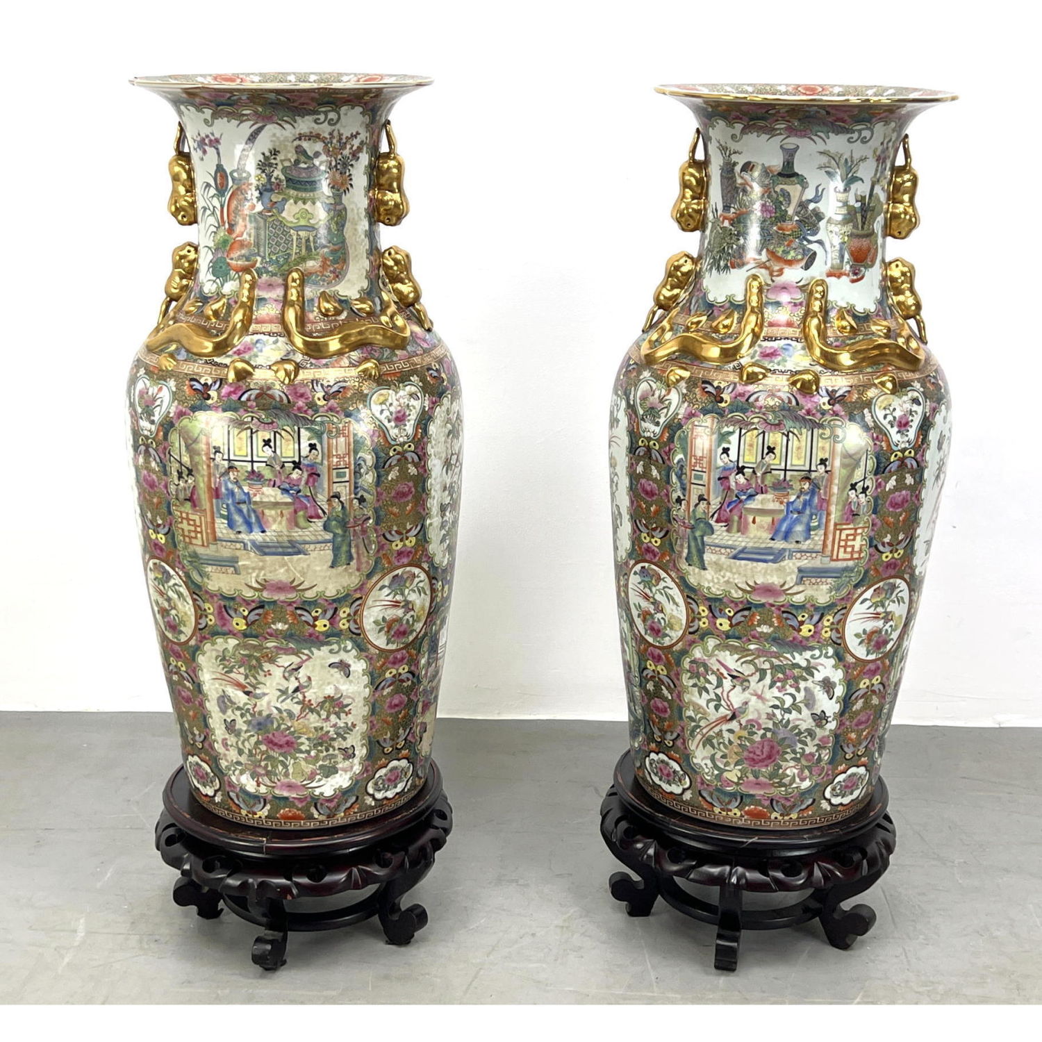 Pair Large Chinese Porcelain Urns.