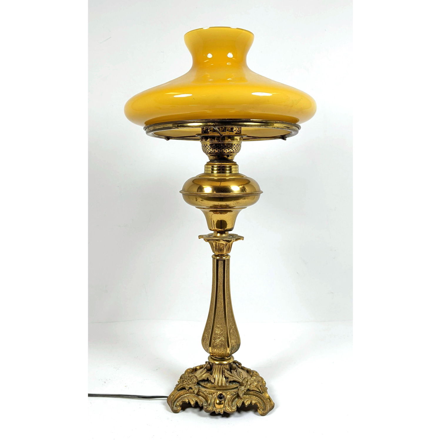 Heavy Brass Electrified Oil Lamp.