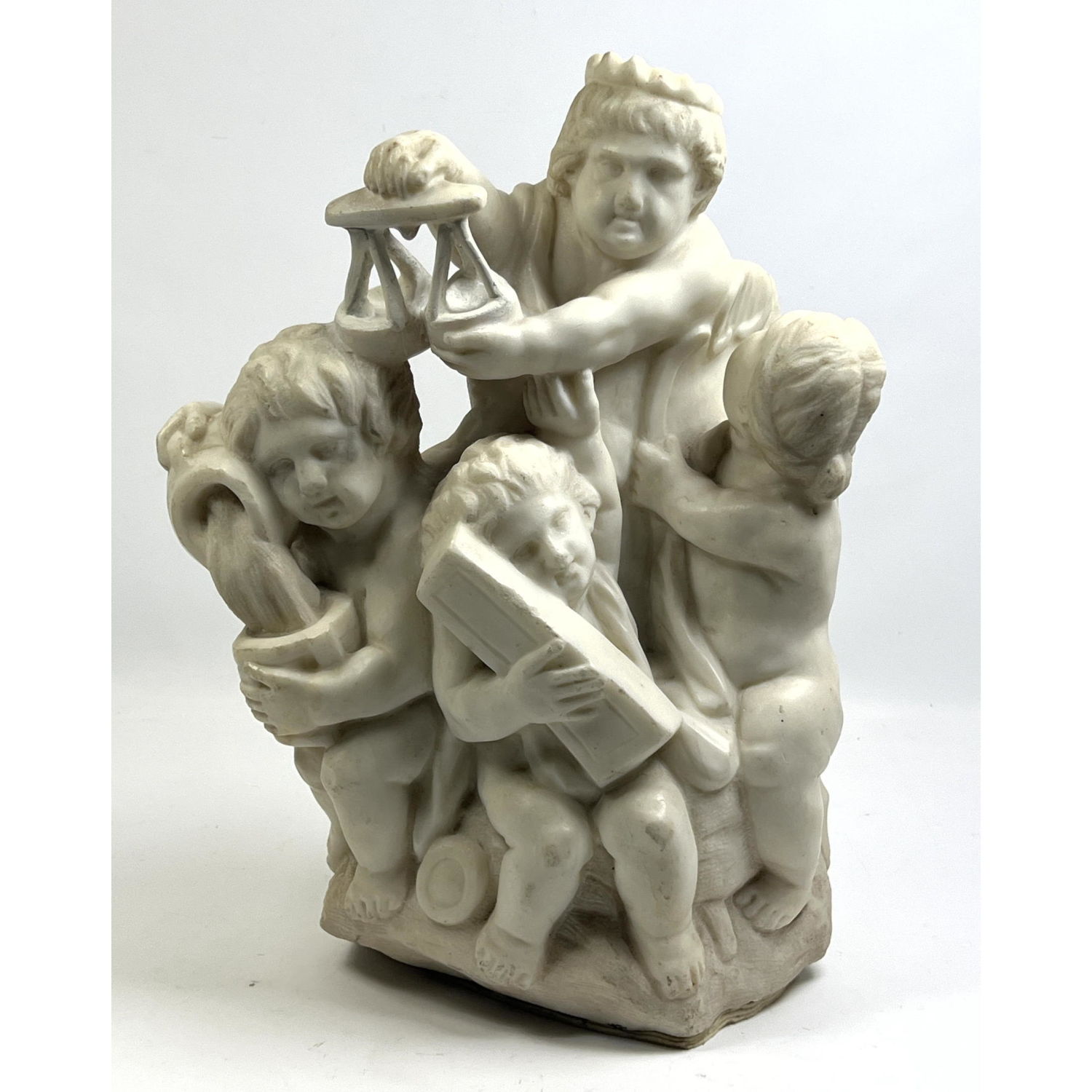Carved Marble Putti Sculpture.