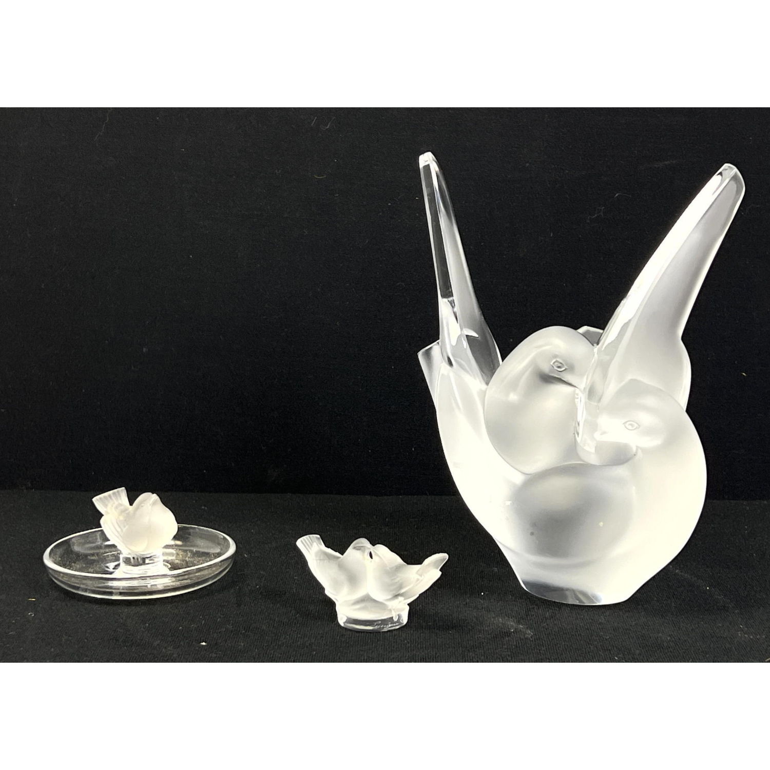 3 Pieces Lalique Crystal Bird 2b922f