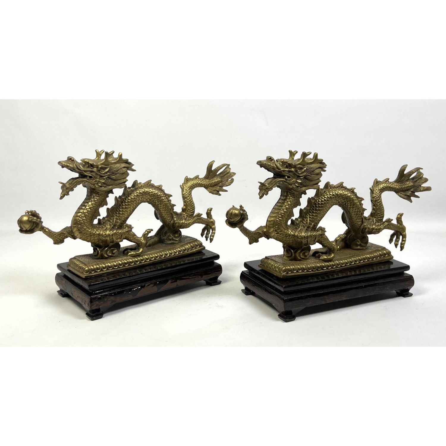Pr Figural Brass Dragon Sculptures  2b925e