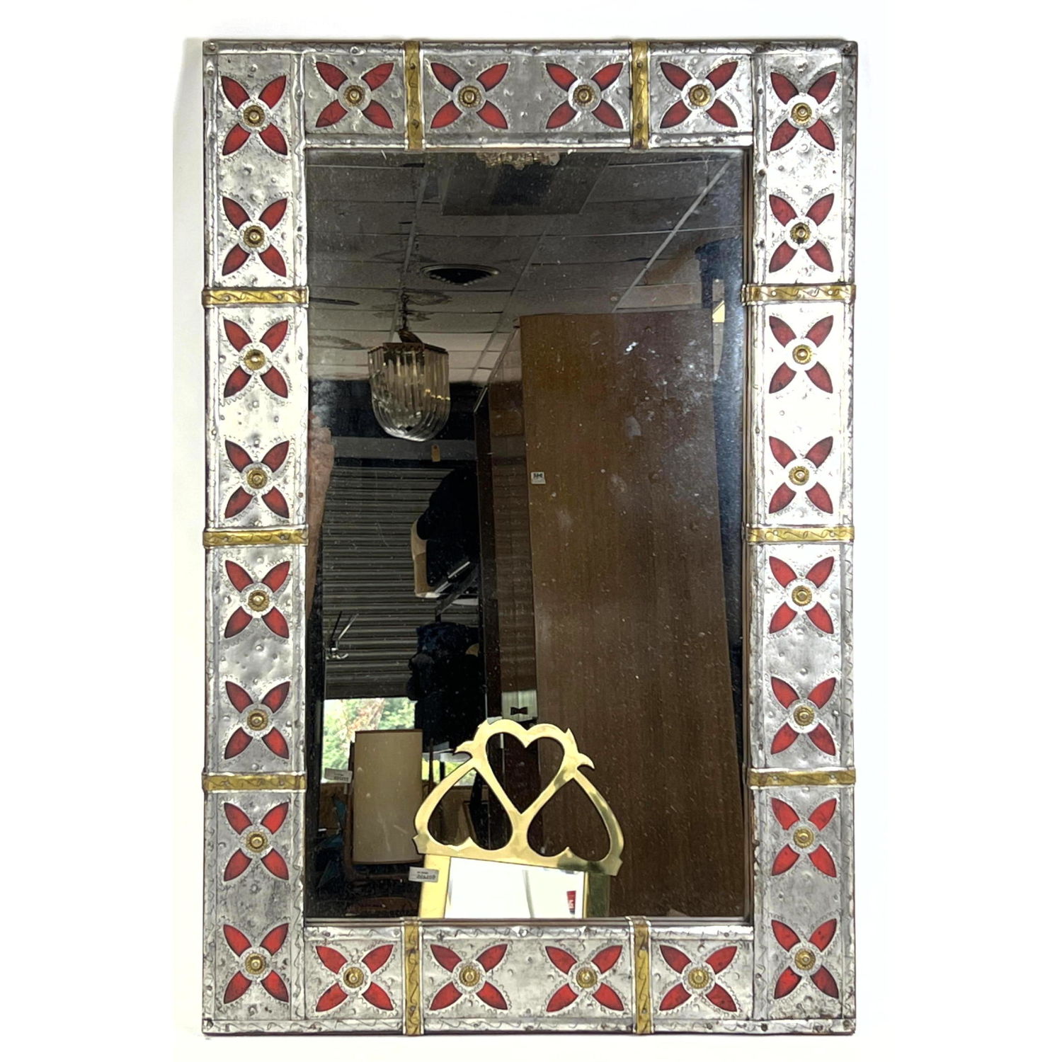 Punched Tin Framed Wall Mirror  2b928e