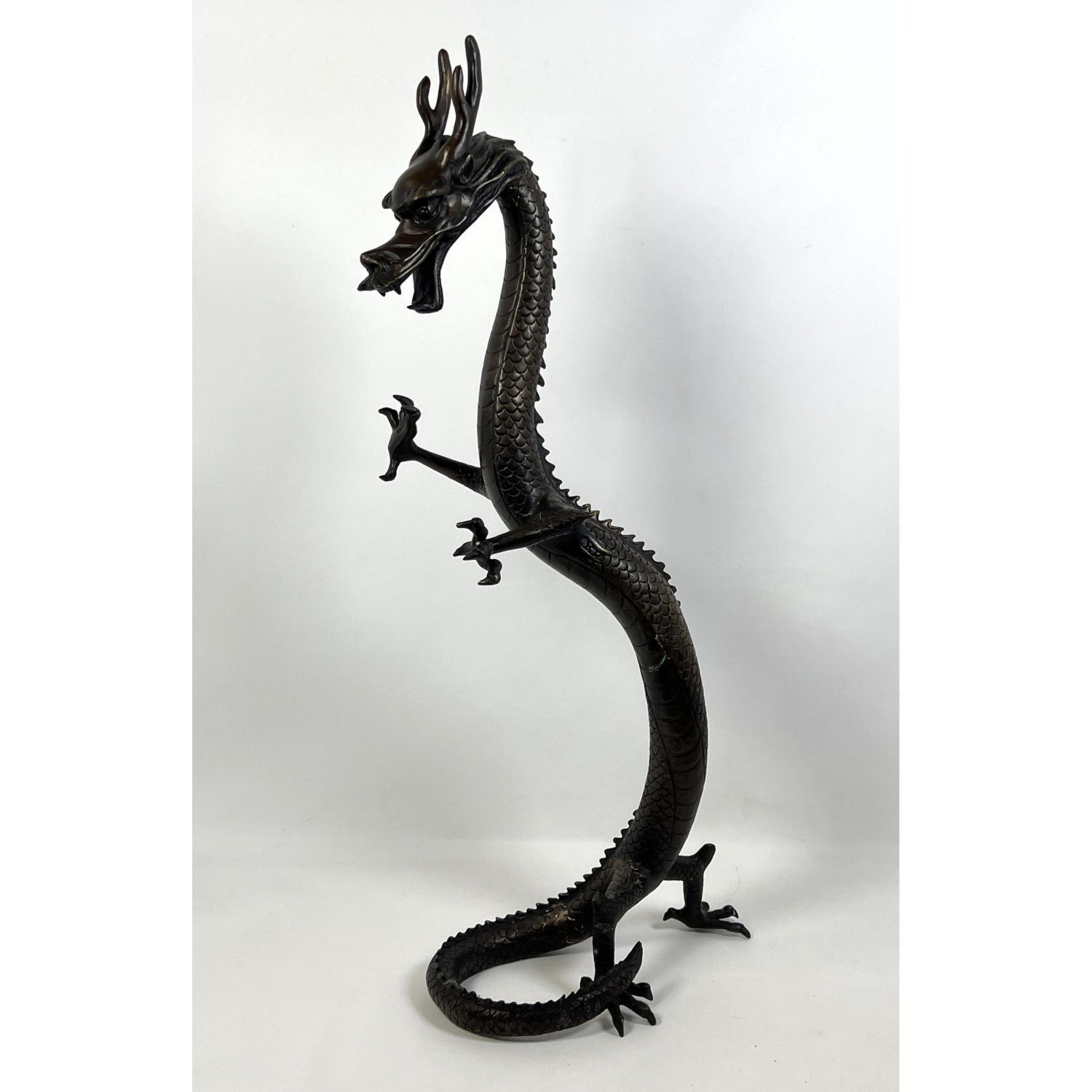 Tall Detailed Bronze Dragon Serpent