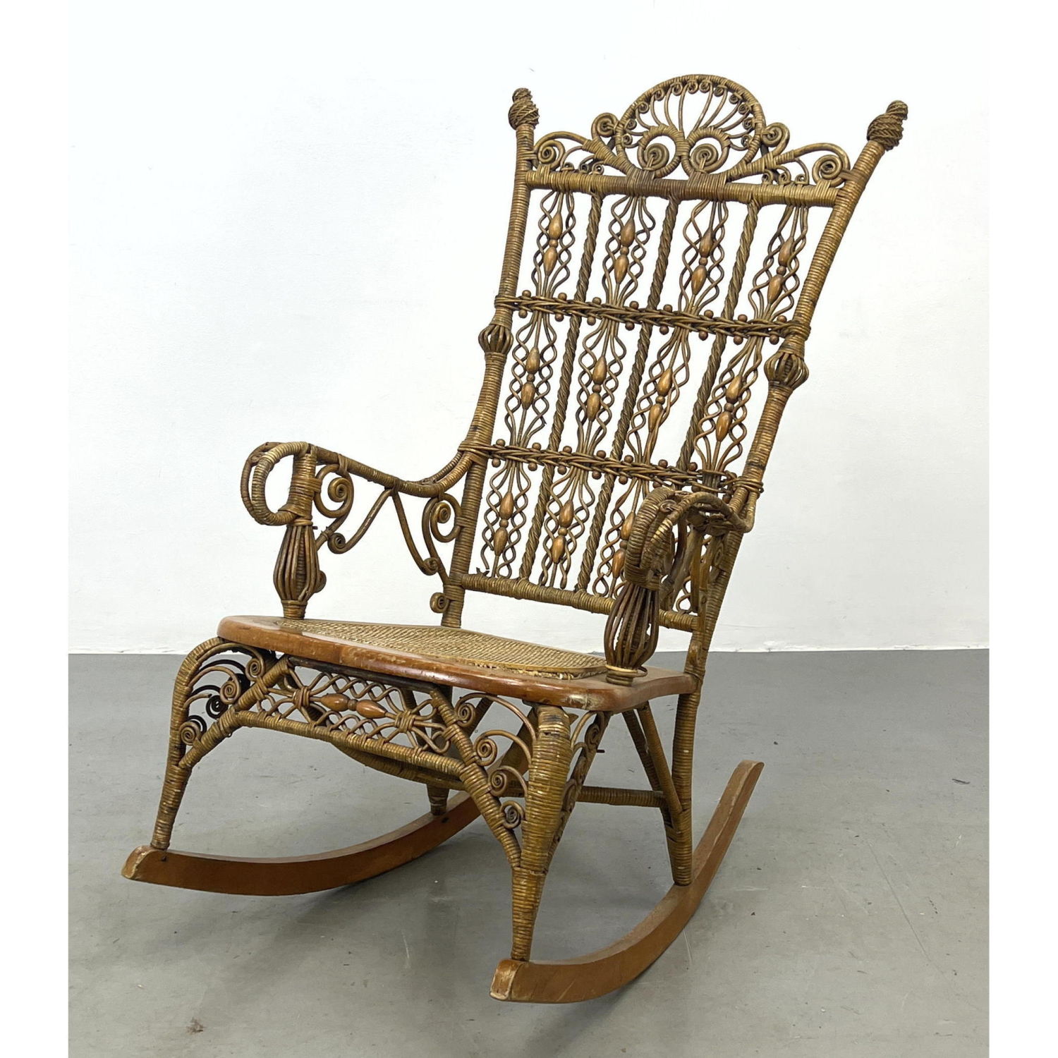 Victorian Fancy Wicker Rattan Rocker